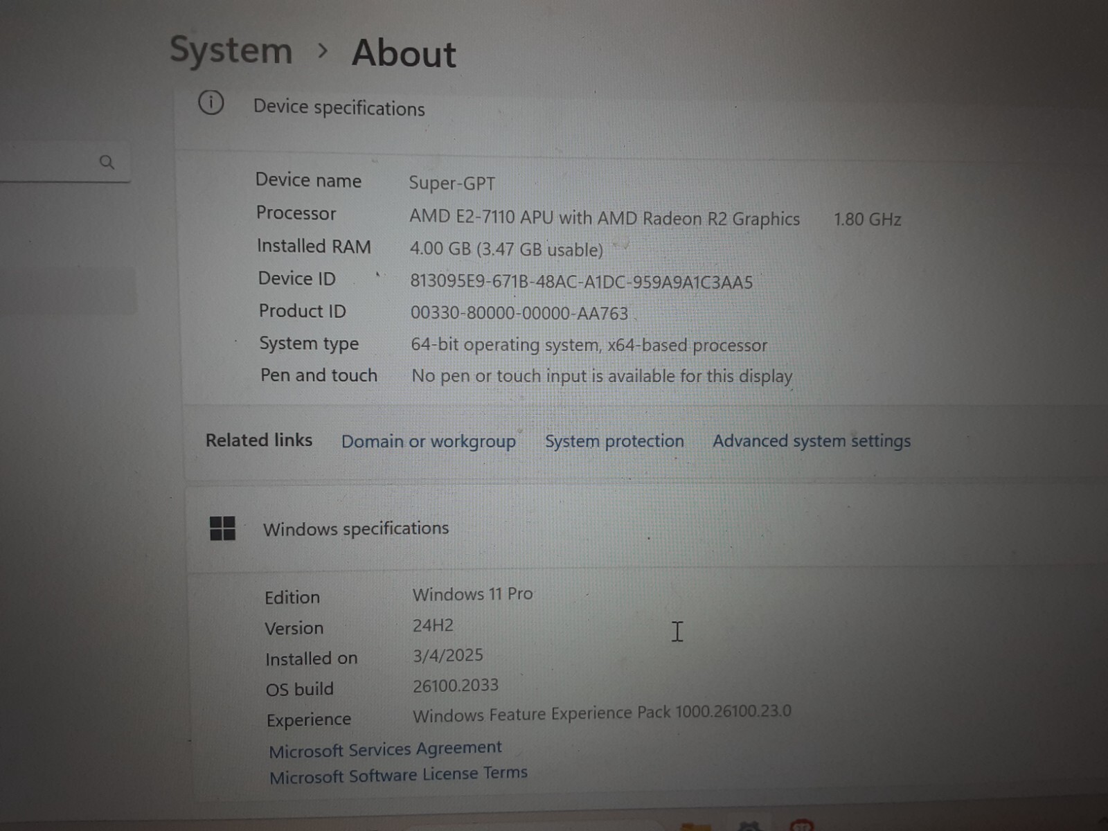 BAD Batt – HP 8305 Notebook 4GB RAM, 32GB SSD AMD Radeon APU A6-6200 R3 Graphics