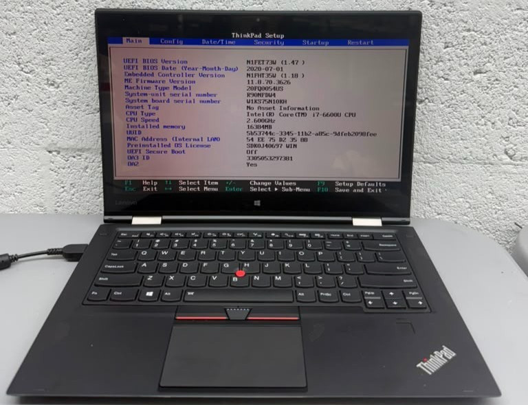 Lenovo ThinkPad X1 Yoga 1st Gen 14″ Touch i7-6600U 16GB RAM Boot to BIOS No SSD