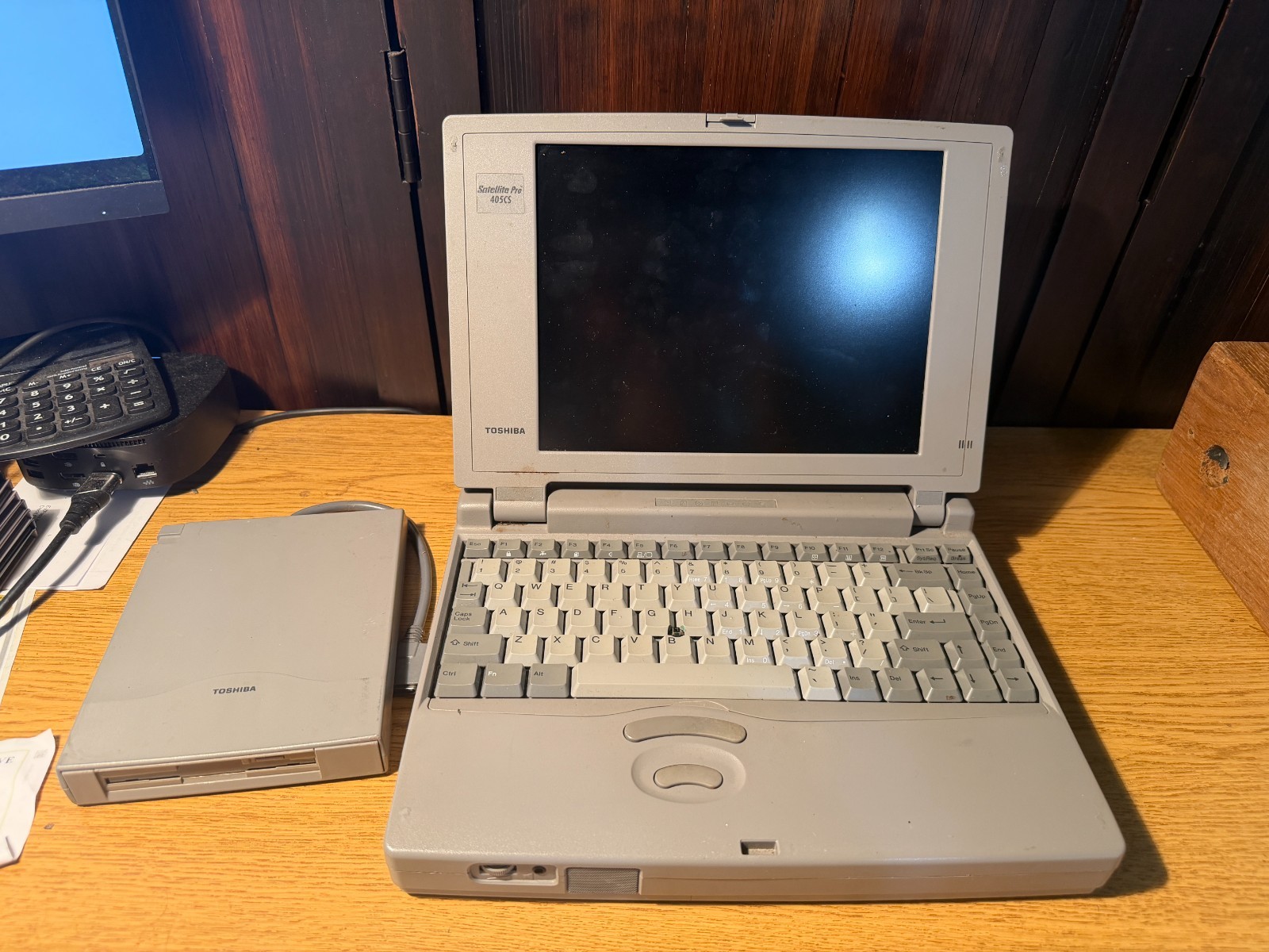 Vintage Laptop Toshiba Satellite Pro 405CS & FDD Case Floppy AS-IS For Parts