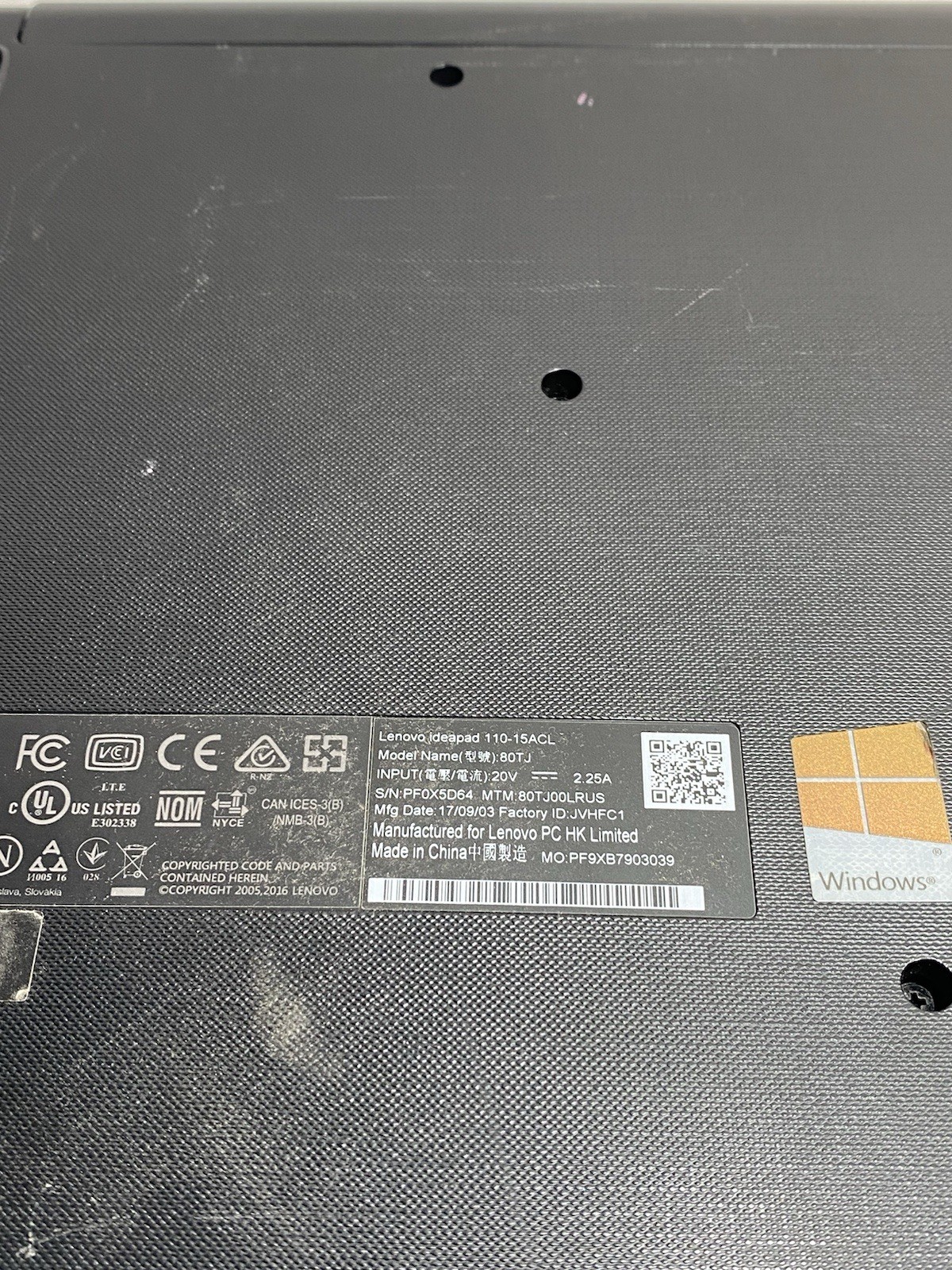 Lenovo IdeaPad 110-15ACL 15.6″ Laptop – As Is – Read Notes