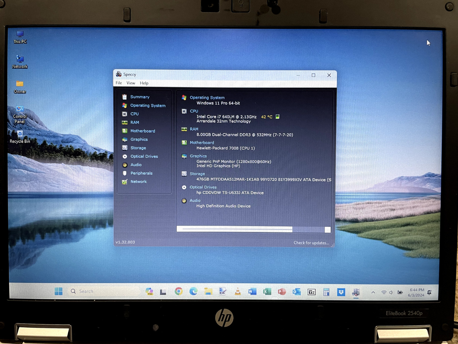 HP Elitebook 2540p Laptop Intel i7 2.13GHz Windows 10 Pro 512GB SSD Office Pro