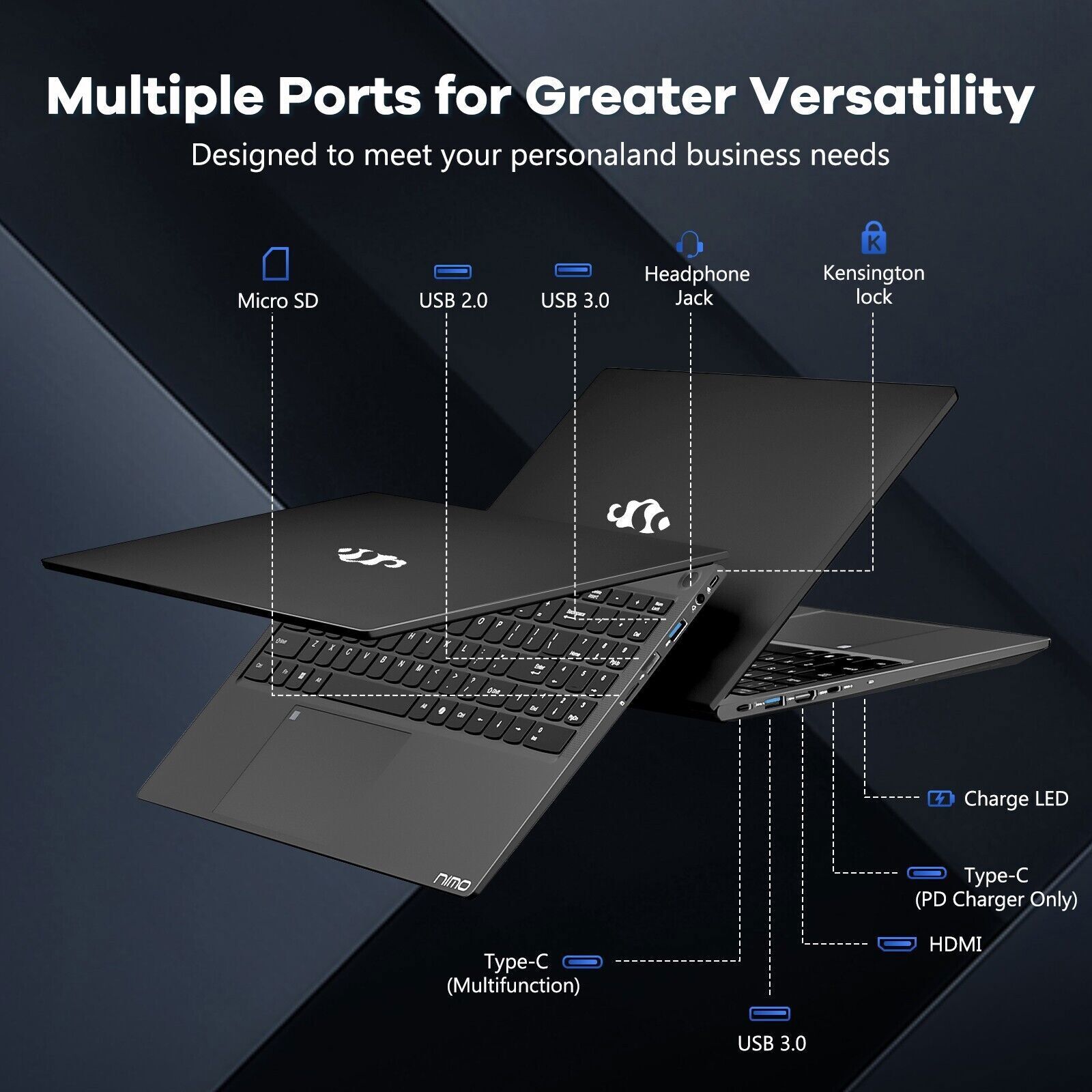 NIMO 15.6″ FHD lPS-Business-Laptop, 8 Cores Intel i5-12450H 16GB RAM 512GB SSD