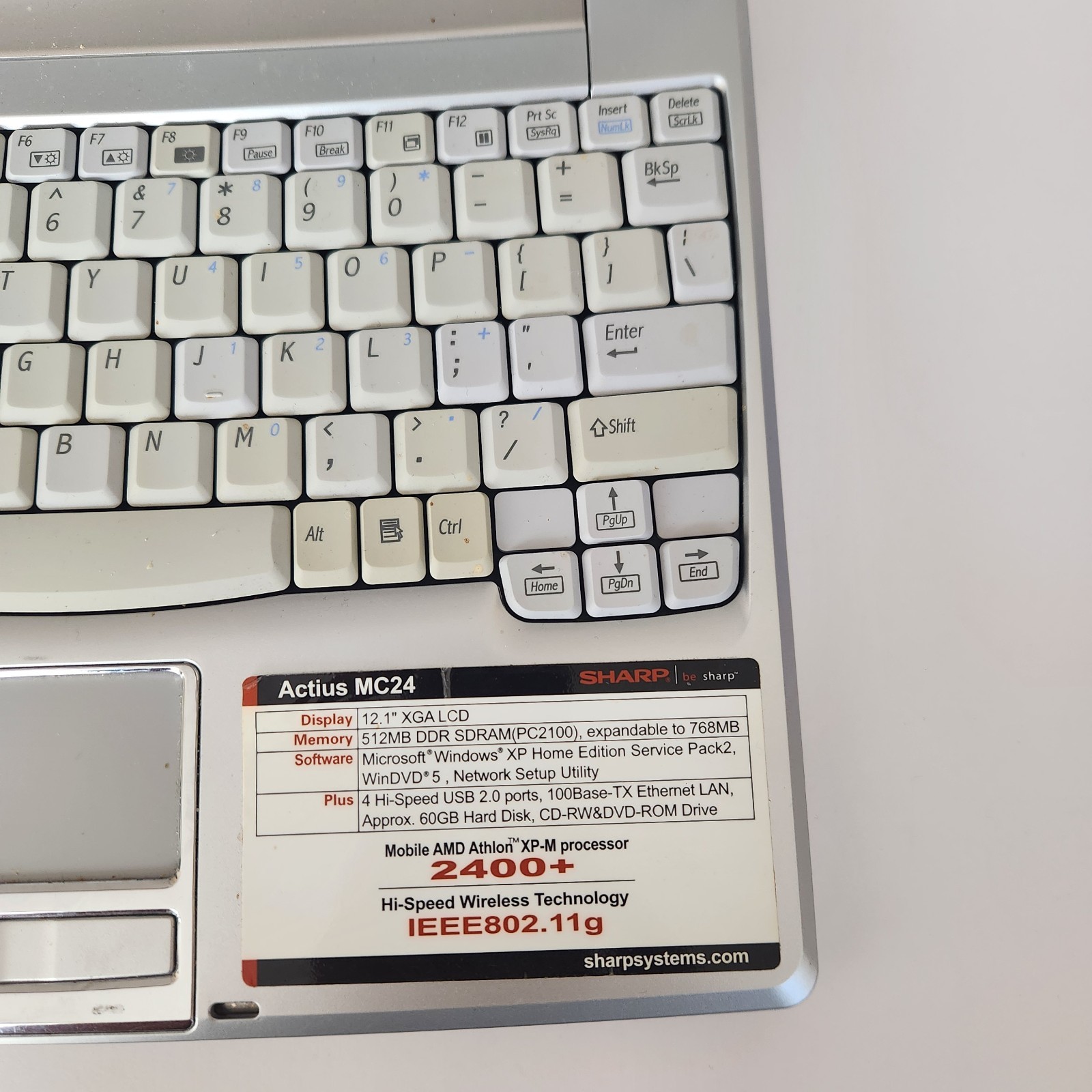 Vintage Sharp Notebook Actius PC-MC24 Win XP 12.1 LCD AMD Athlon Retro Classic
