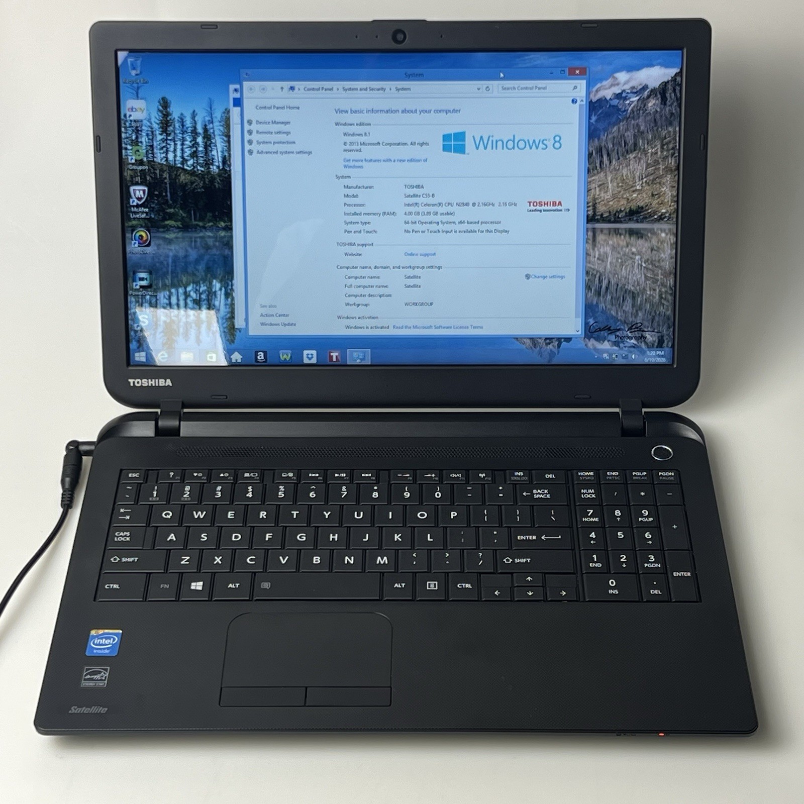 Toshiba Satellite C55-B5101 15.6″ N2840 4GB 500GB Win 8.1 READ Description!