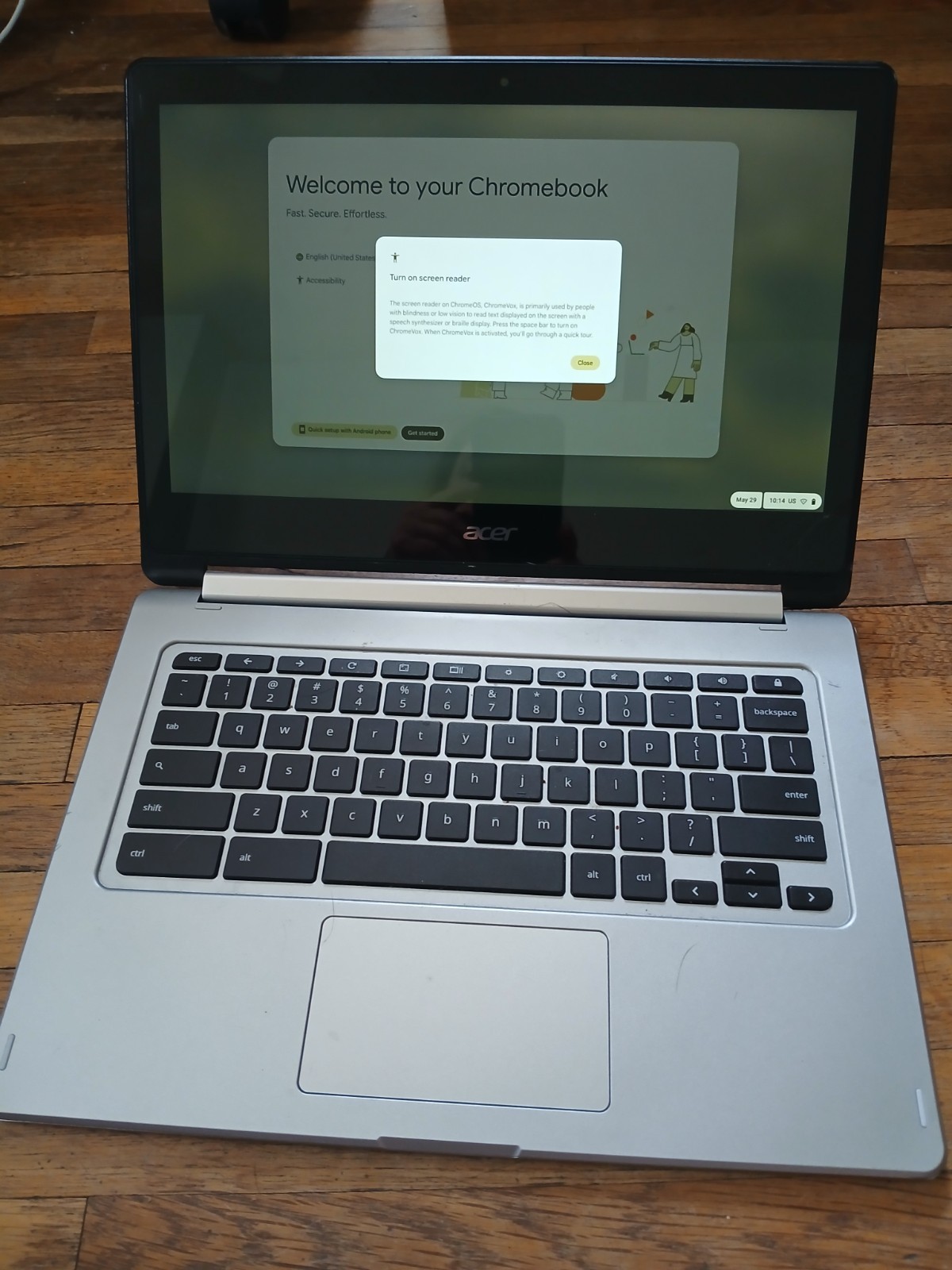 acer chromebook CB5-312T Series. Model No. N16Q10, MFG Date 6-23-2020