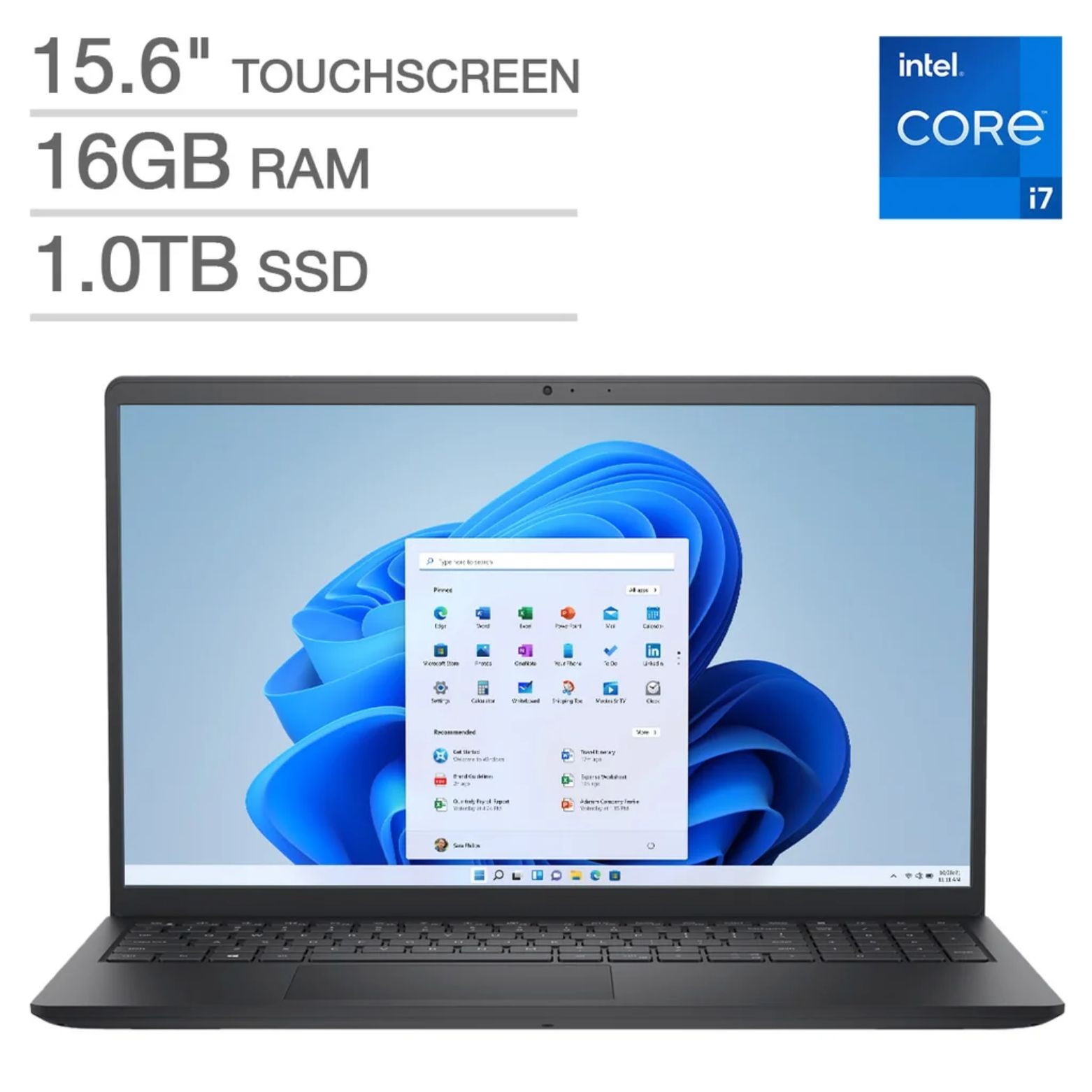 Dell 15.6″ FHD Touch Intel Core i7-1355U 1.7 GHz 16GB RAM 1TB SSD W11H Laptop BK