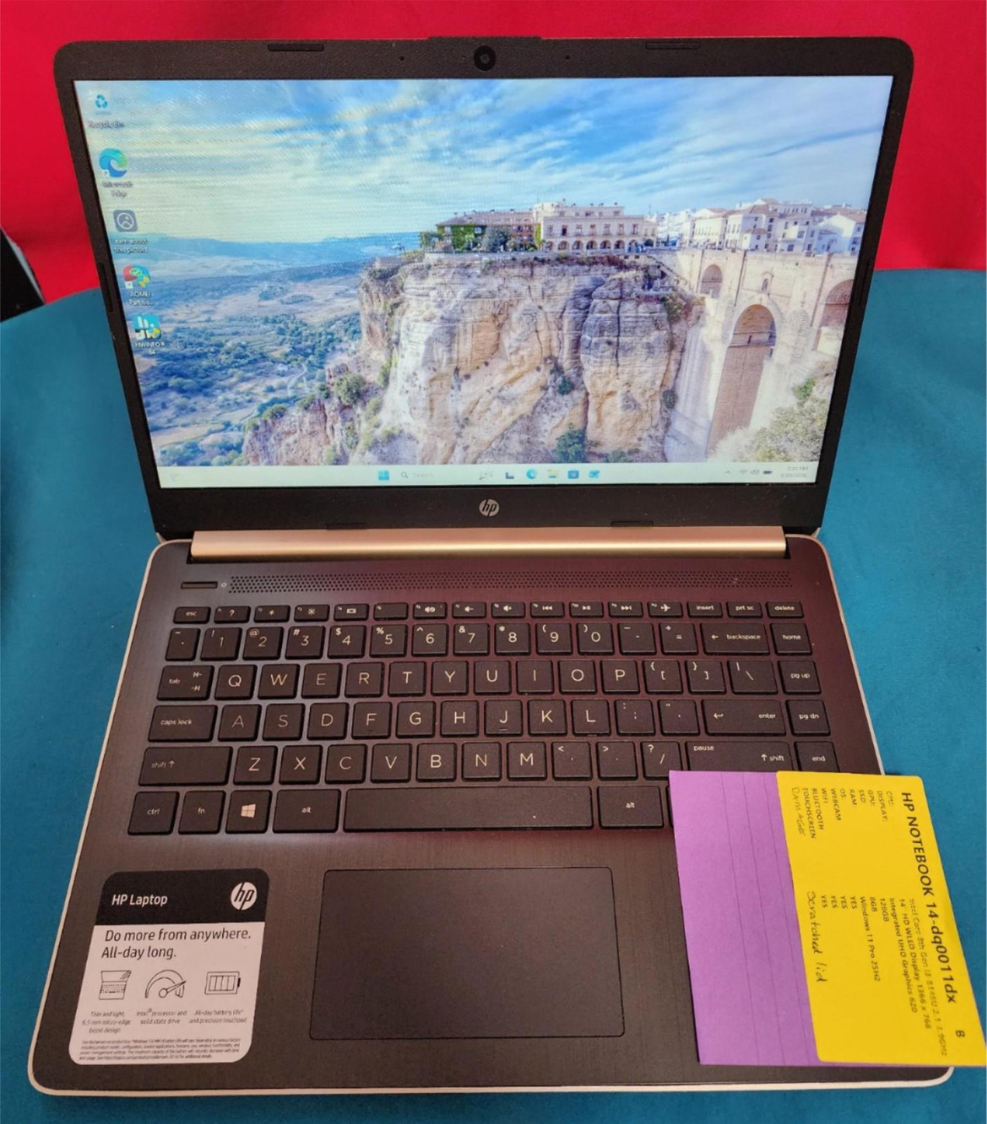Touch HP Notebook 14-dq0011dx 14″ i3-8145U SD Card Reader 8GB 128GB Win11 Pro