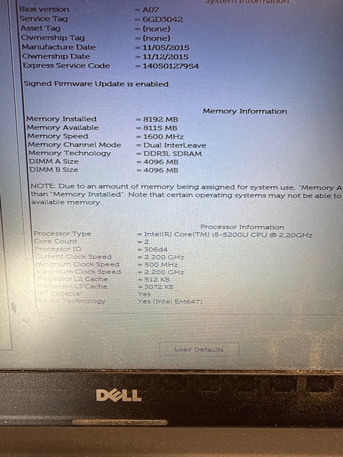 Dell Latitude 3450 i5-5200U 2.2GHz 8GB No Drive 14″ HD Graphics