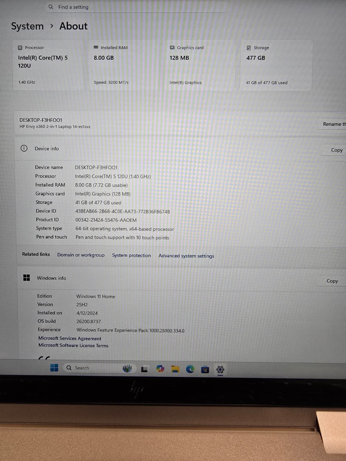 HP Envy x360 14-ES 2-in-1 Touchscreen | Core 5 120U 8GB RAM 512GB NVMe SSD | FHD