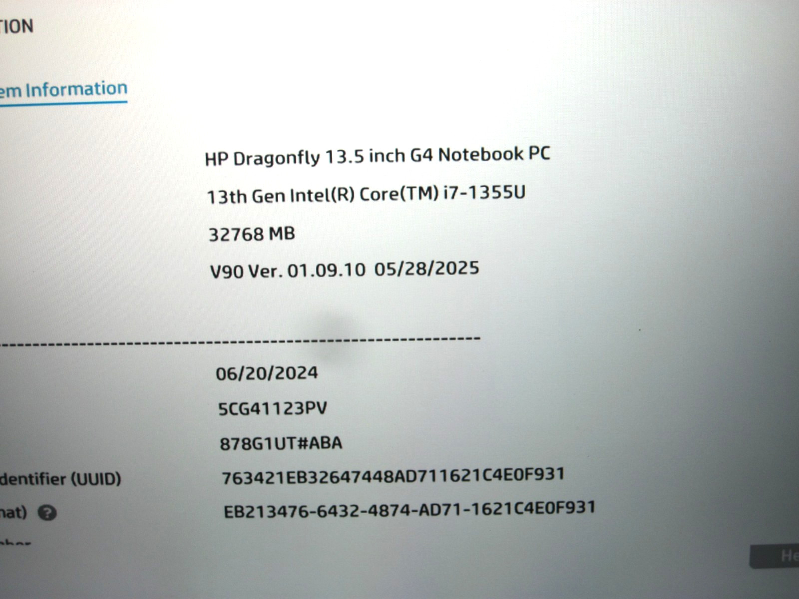 HP Dragonfly G4 13.5″ Touch Intel i7-1355U 32GB 1TB M.2 SSD W11PRO *READ* T9-A12