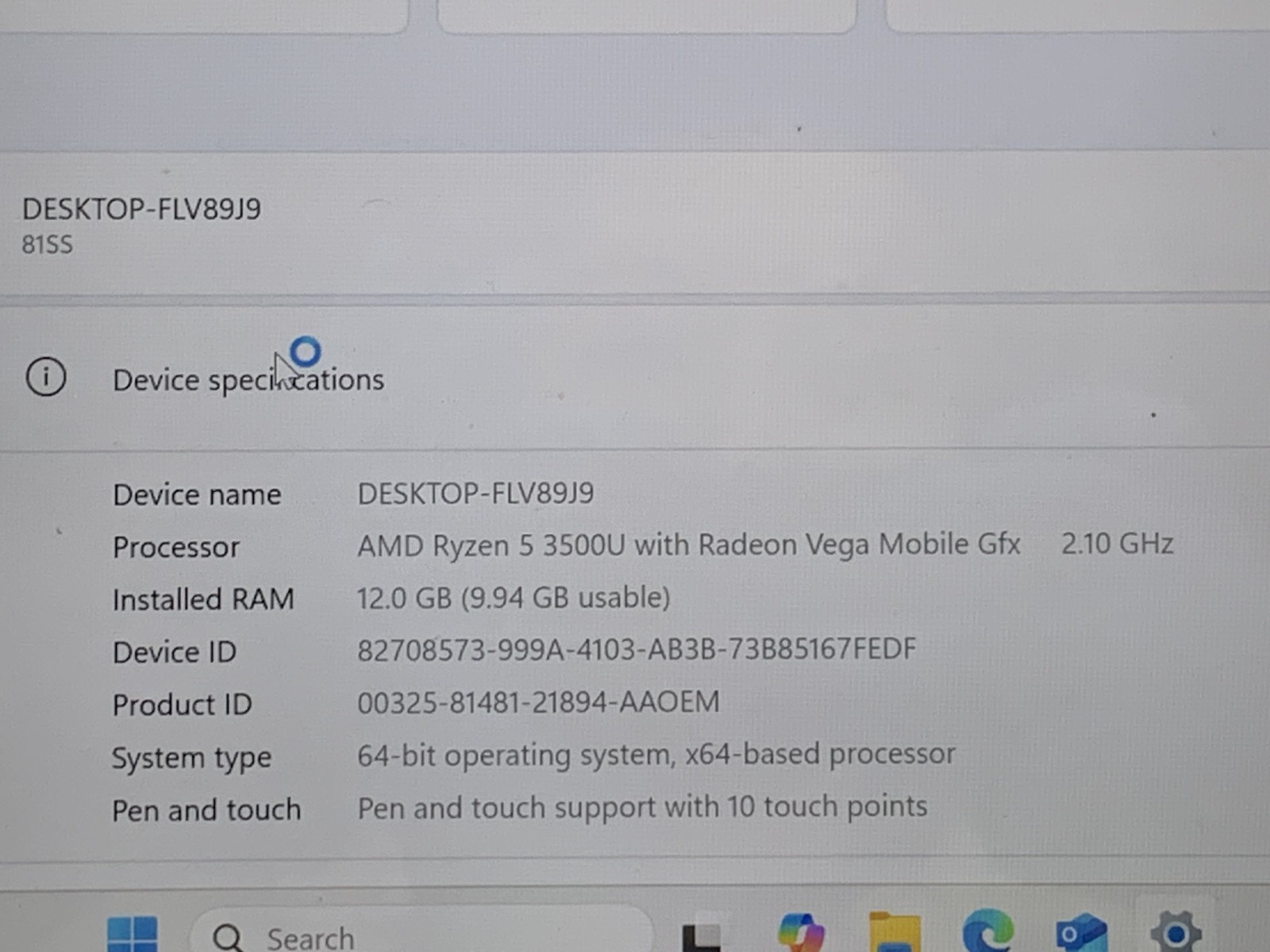 LENOVO IDEAPAD FLEX RYZEN 3500U RADEON 2.10GHz 12GB RAM 512GB SSD W11H TOUCH AC