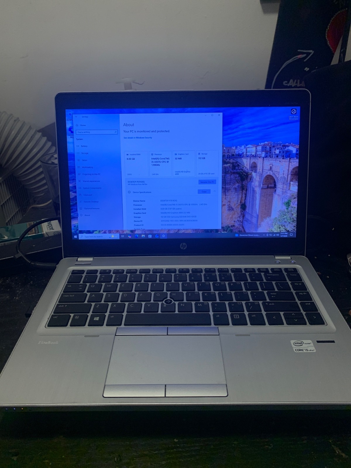 HP EliteBook Folio 9470m-i5-3437U@1.9GHz-4GB RAM-NO STORAGE/OS *USED*