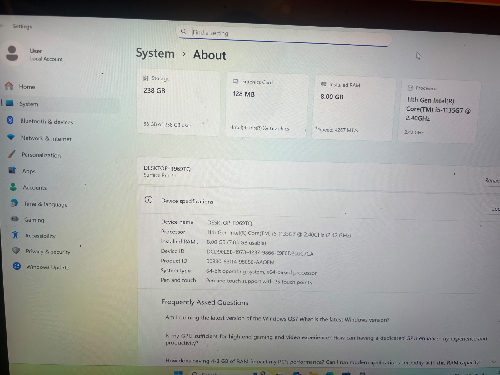Microsoft Surface Pro 7+ 12.3″ (256GB SSD, Intel Core i5 11th Gen., 2.40 GHz