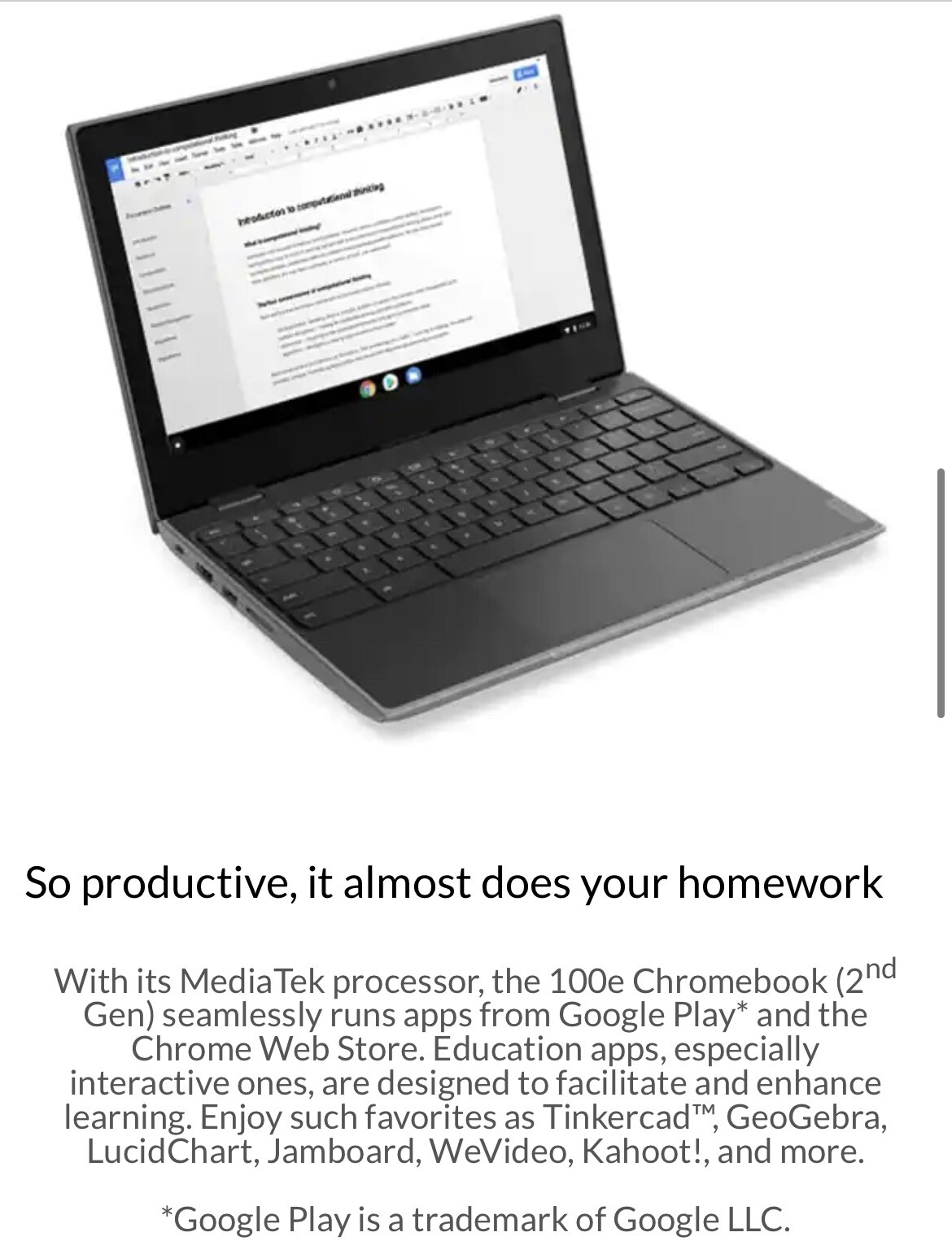 Lenovo 100e Chromebook 2nd Gen MTK 11.6″ (32GB eMMC, MediaTek MT8173C,…