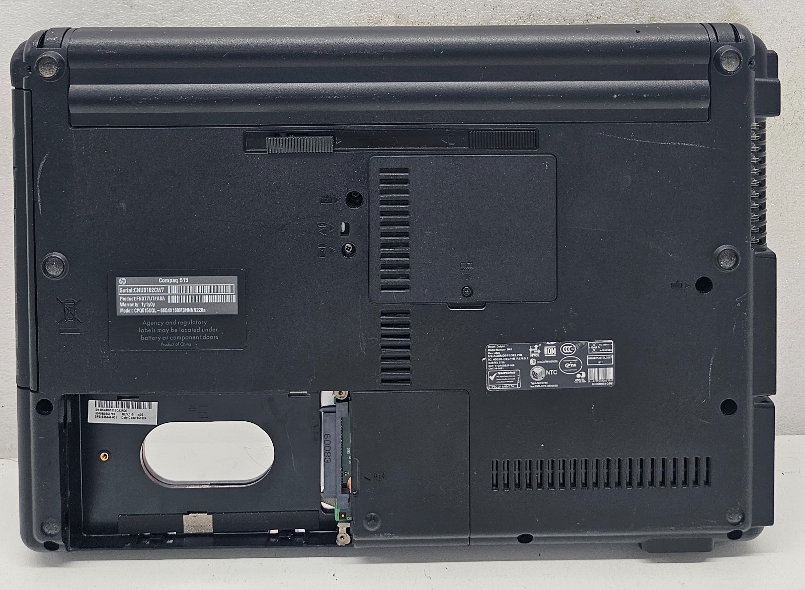 HP Compaq 515 Laptop AMD Athlon X2 Dual Core QL-66 2GB Ram No HD/OS (FL)