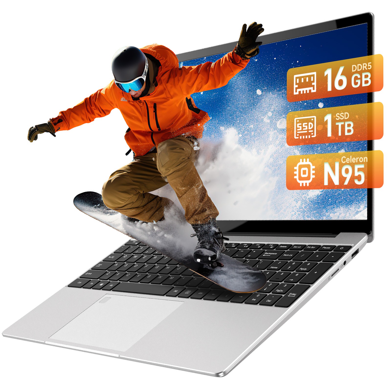 15.6inch FHD Laptop N95 4C4T Processor 16GB RAM 1TB SSD Win 11 Pro Supported US