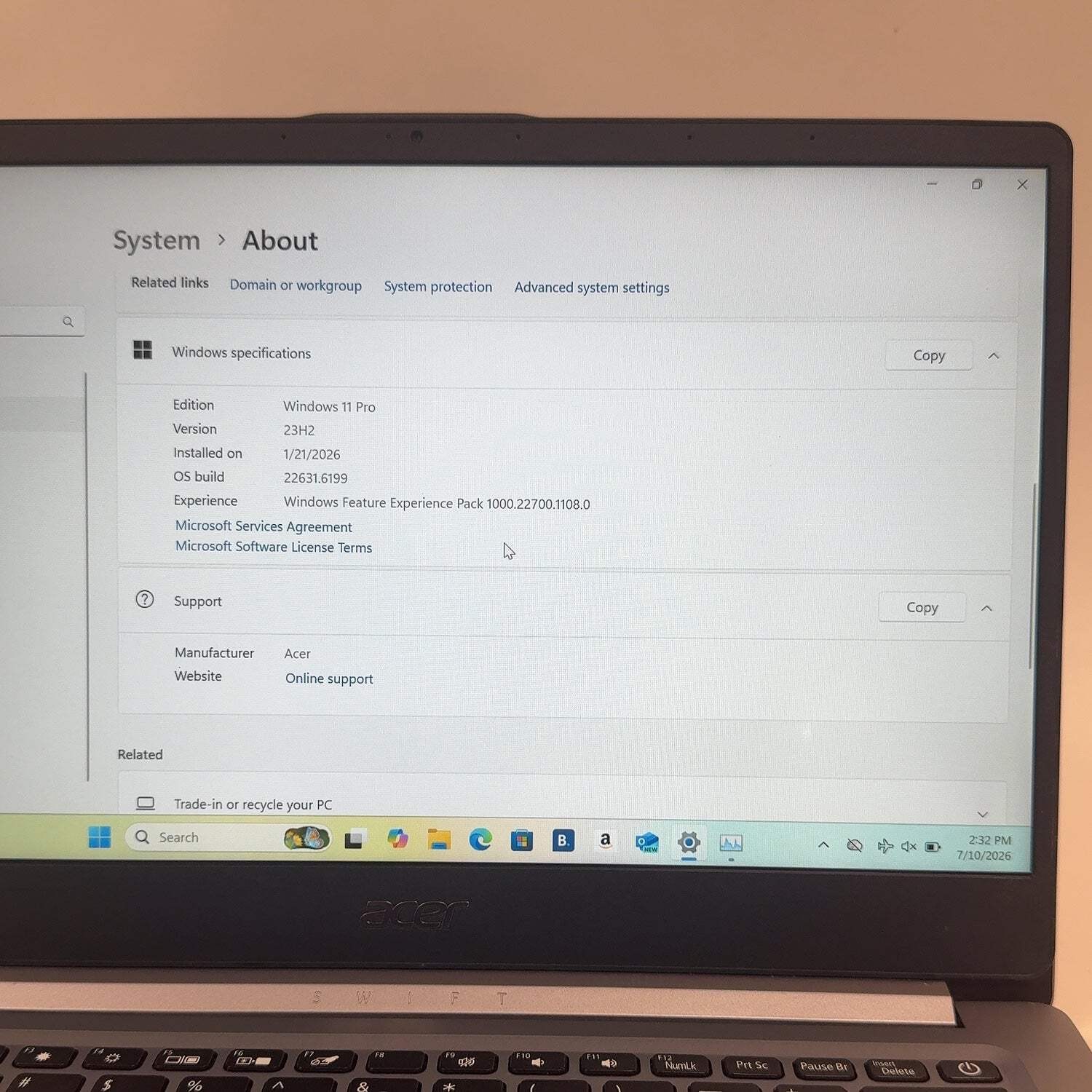 Acer Swift SF114-32-P2PK N17W6 14″ Pentium Silver N5000 1.1GHz 4GB RAM 64GB eMMC