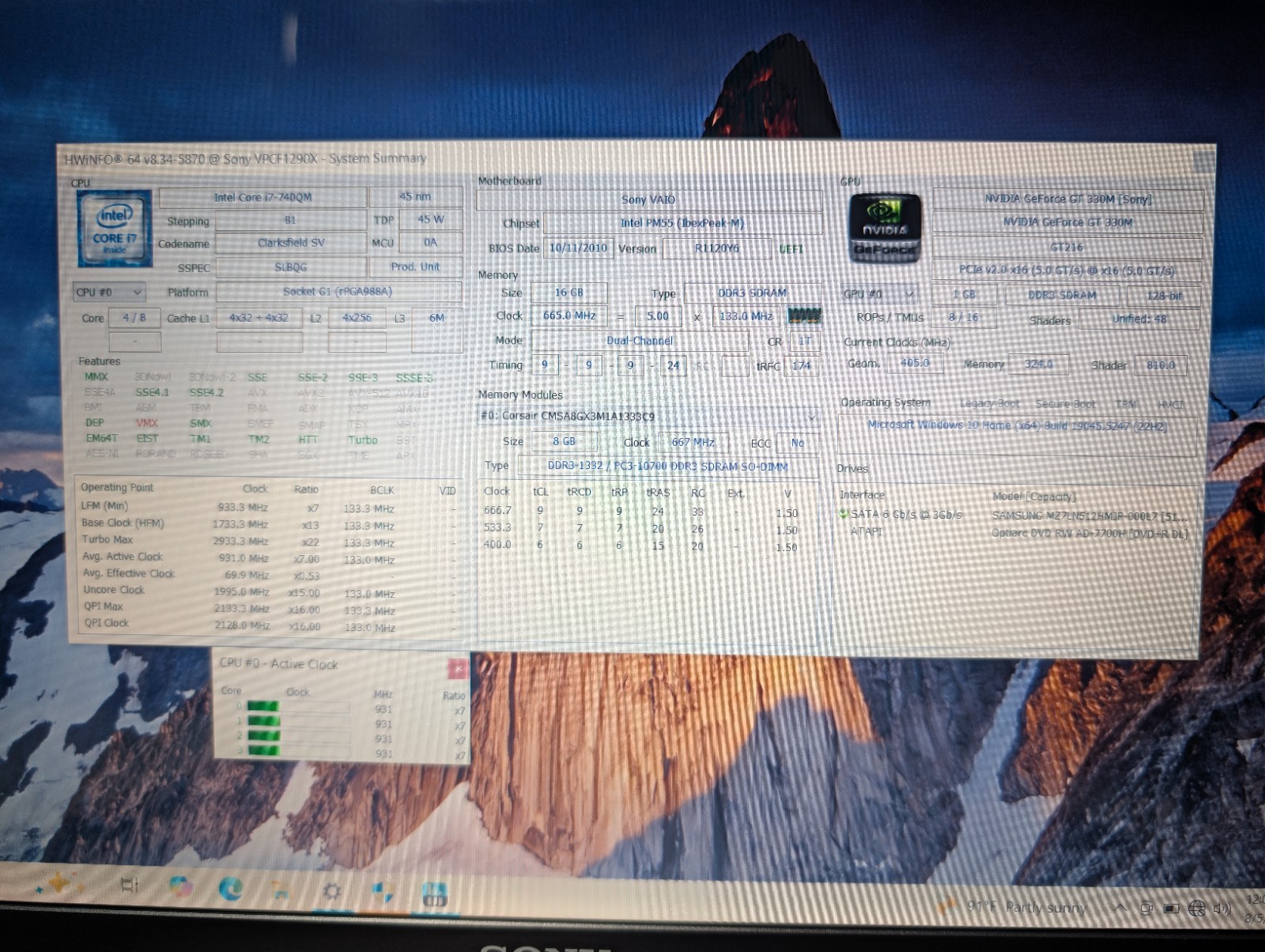 16″ SONY VAIO VPCF1 | i7-740QM 16GB RAM 512GB SSD | FHD NVIDIA | Win 10 & 7 Dual