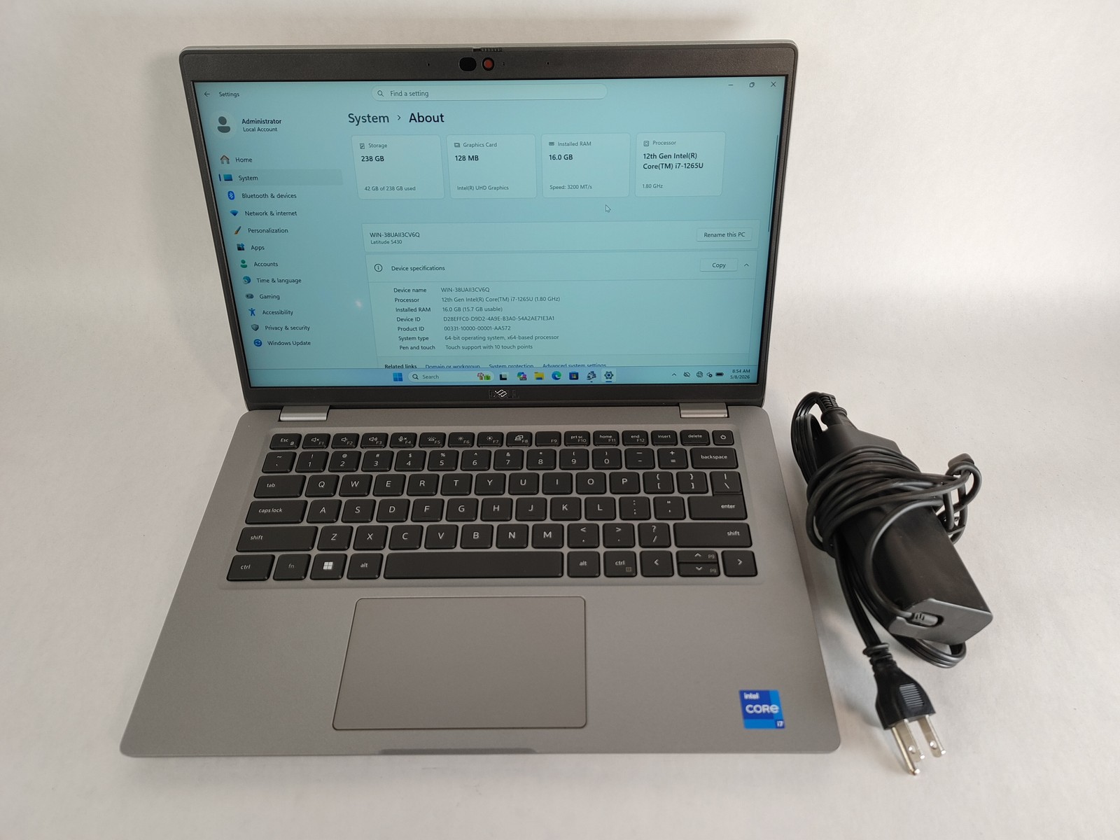 Dell Latitude 5430 Core i7-1265U 1.80 GHz 16 GB DDR4 256 GB NVMe Windows 11 Pro