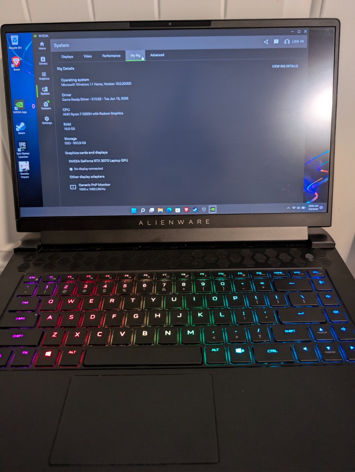 Alienware m15 r5 Ryzen 7 3070 360hz