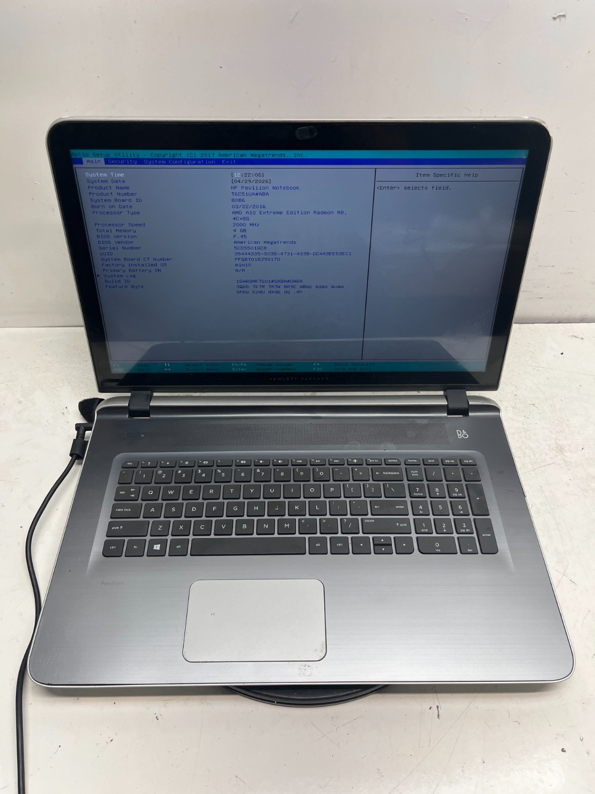 Hp Pavilion 17-g121wm AMD A10 Extreme Radeon R8 4GB NO HDD