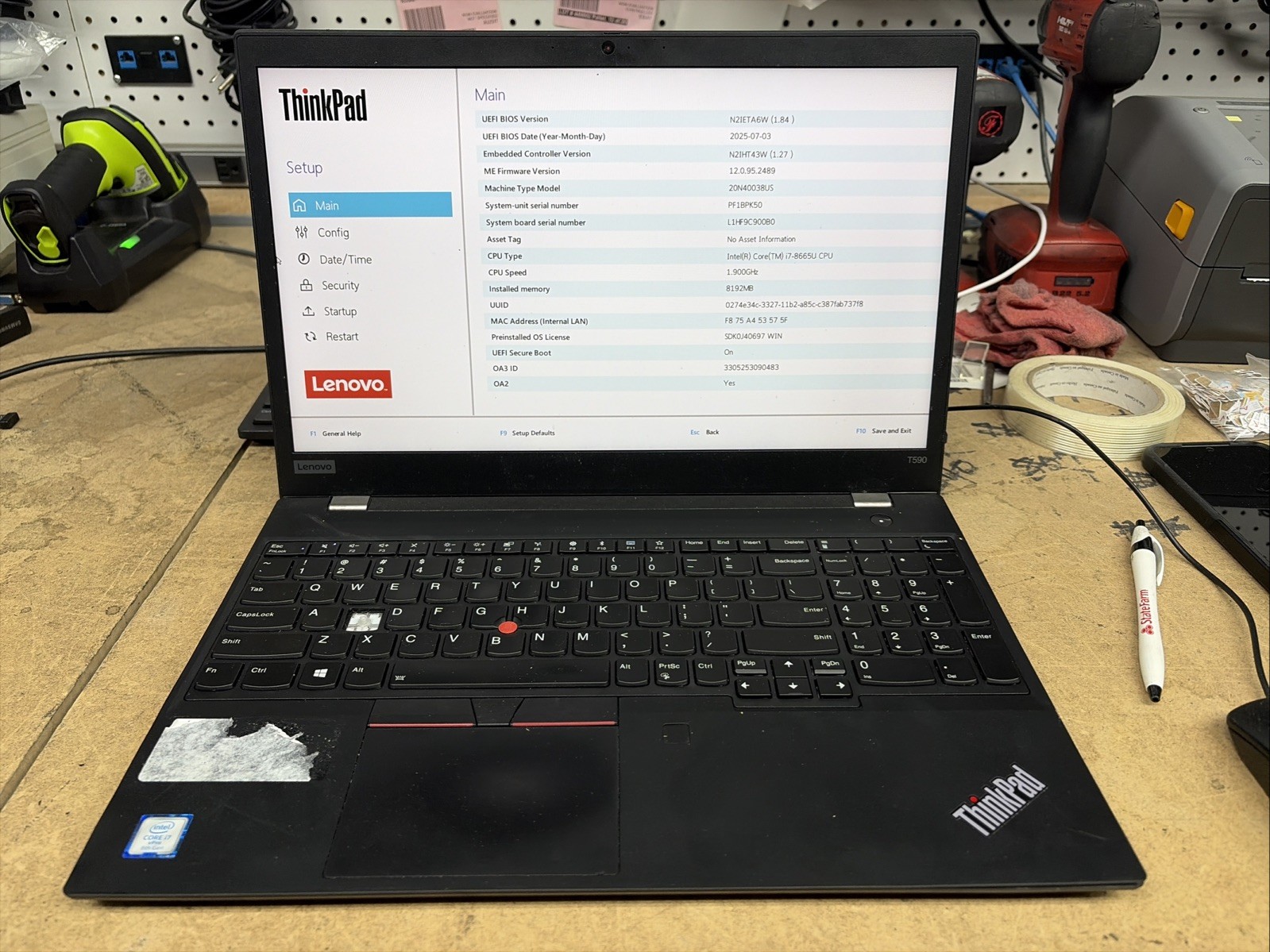 Lenovo ThinkPad T590 15.6″ FHD Touch i7-8665U 8GB RAM No OS/SSD *Missing Key*