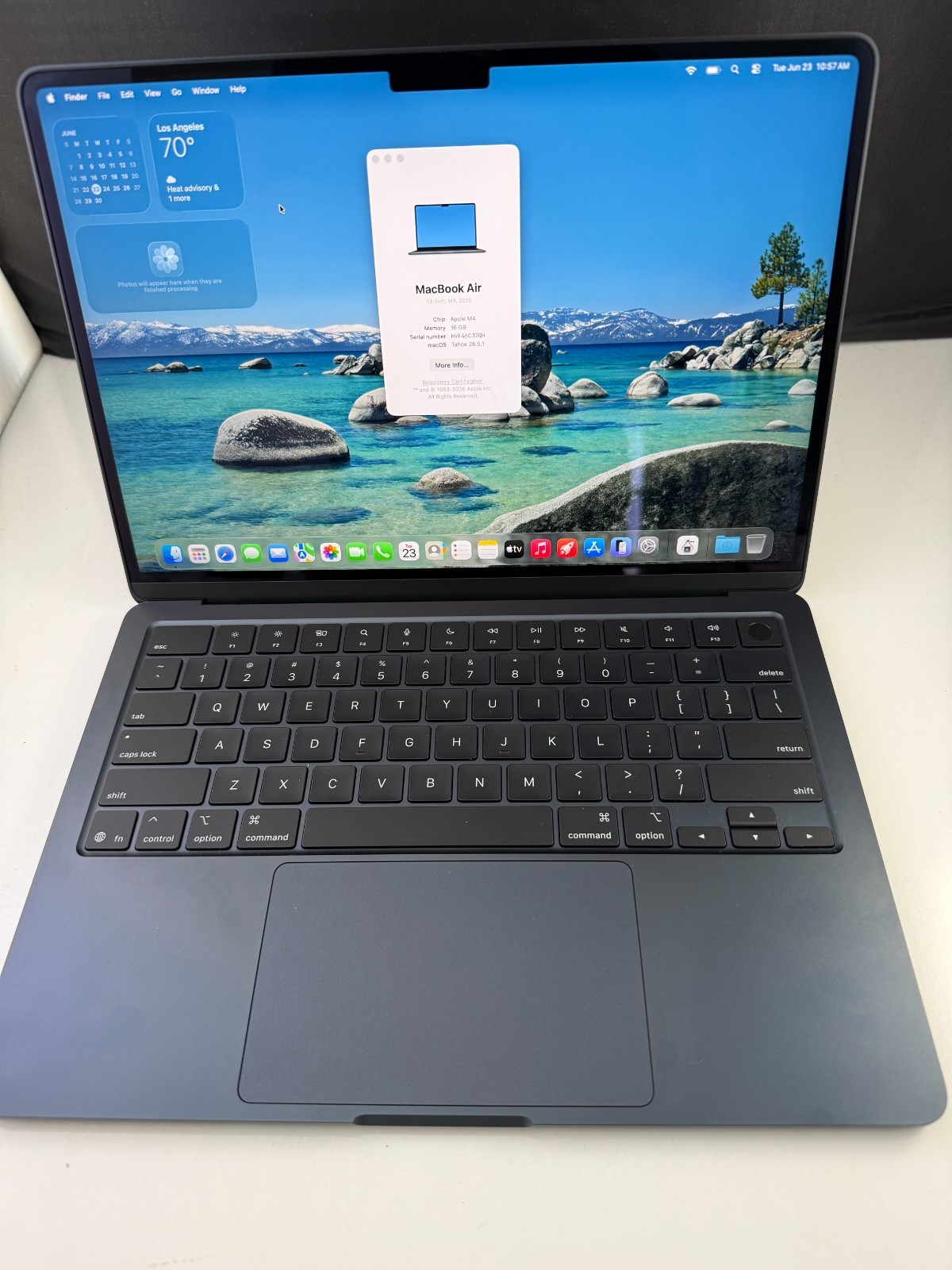 Macbook Air M4 256GB 16GB Midnight 100% battery only 22 batt cycles warranty Dec