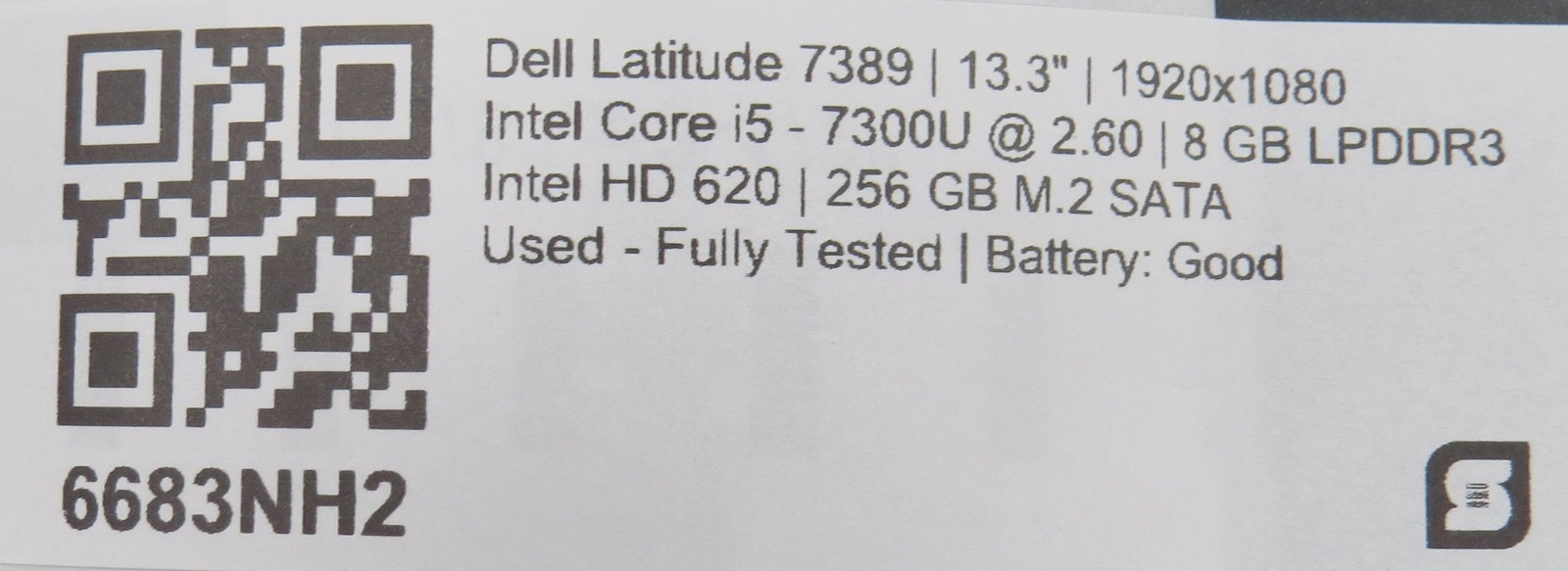 Dell Latitude 7389 i5-7300U @ 2.6GHz 8GB DDR3 256GB m2 13″ No OS/AC