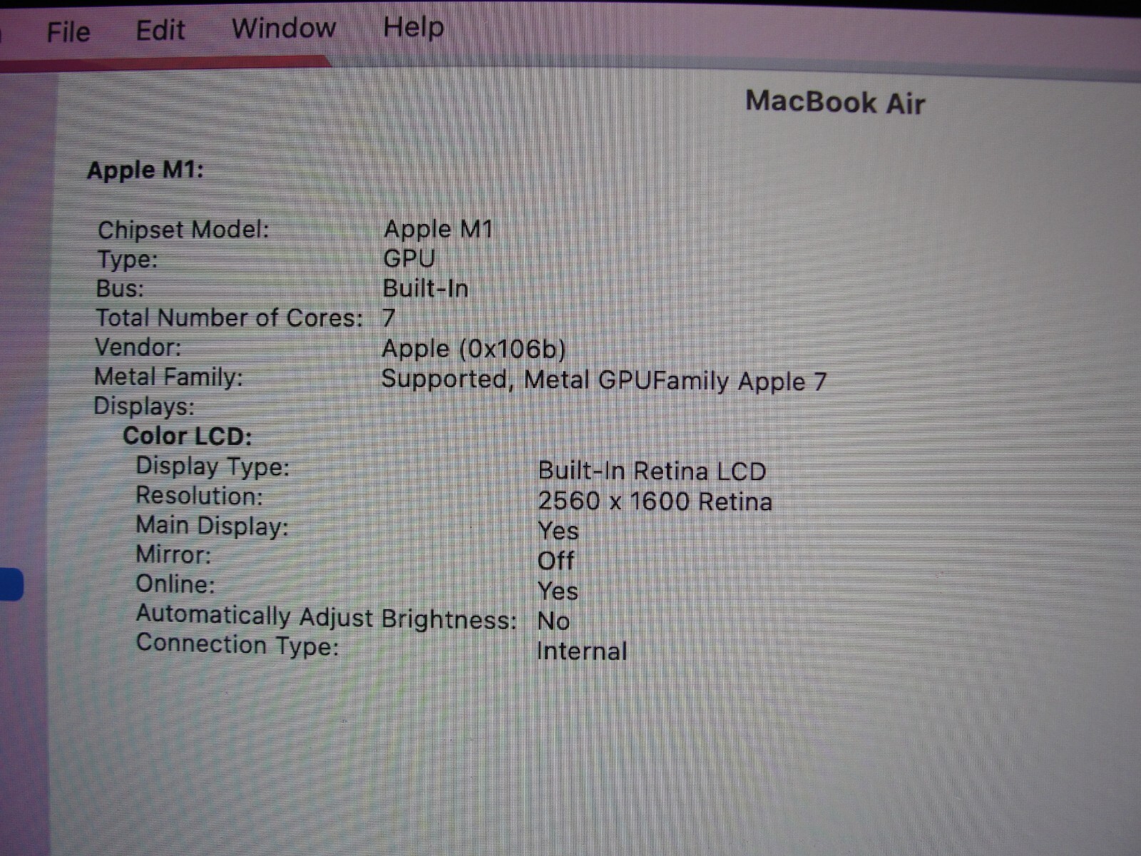 161 cycle Apple MacBook Air 13″ M1 2020 8CPU/7GPU 8GB 256GB SSD A2337/MGN63LL/A