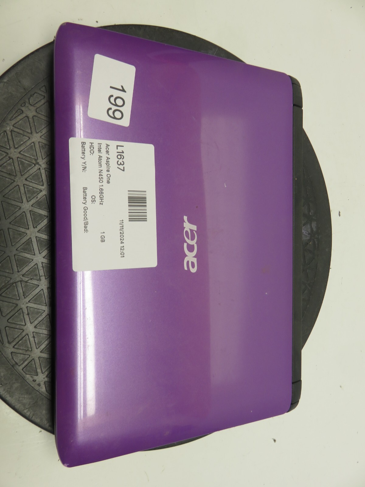 Acer Aspire One 532h-2254 Laptop Intel Atom N450 1GB Ram No HDD or Battery