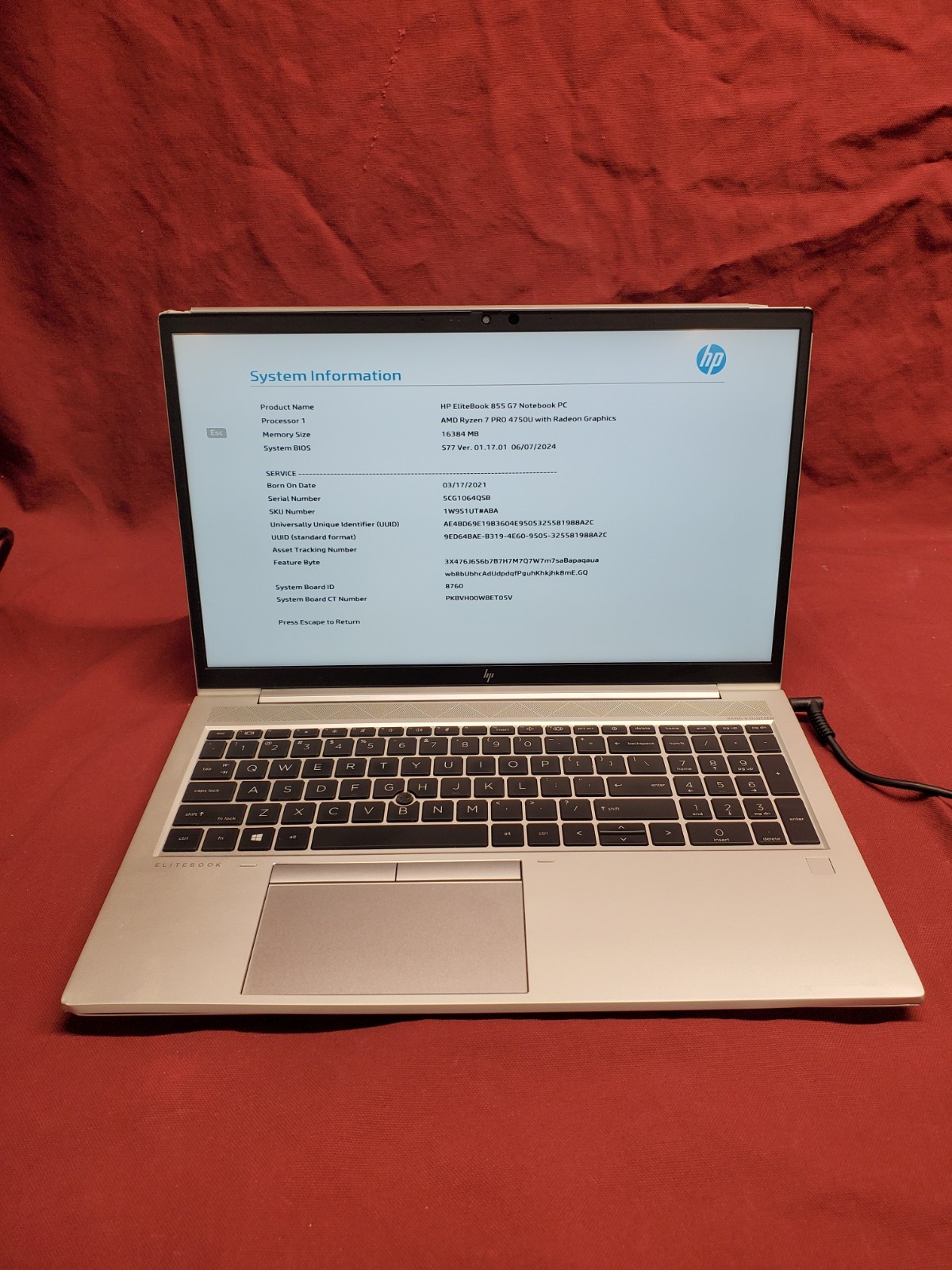 HP EliteBook 855 G7 Ryzen 7 PRO 4750U 1.70GHz / 16GB/512GB SSD/ 1920×1080 #2849