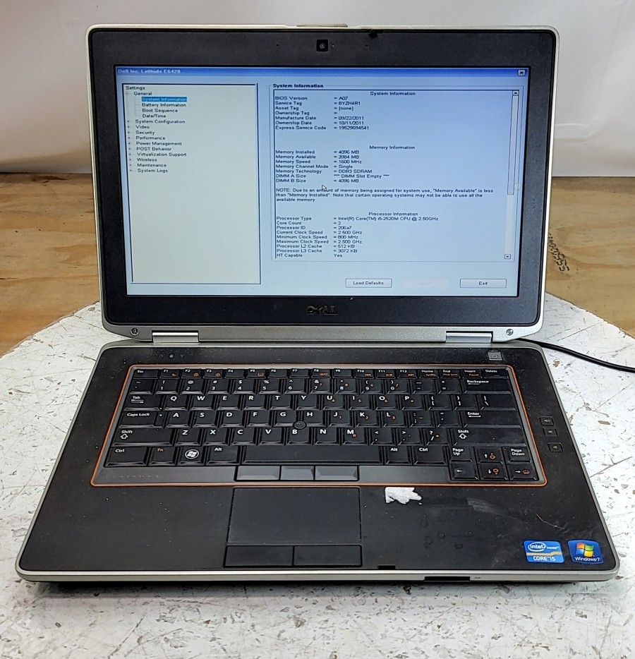 DELL LATITUDE E6420 Laptop Intel I5-2520M 4GB SEE NOTES