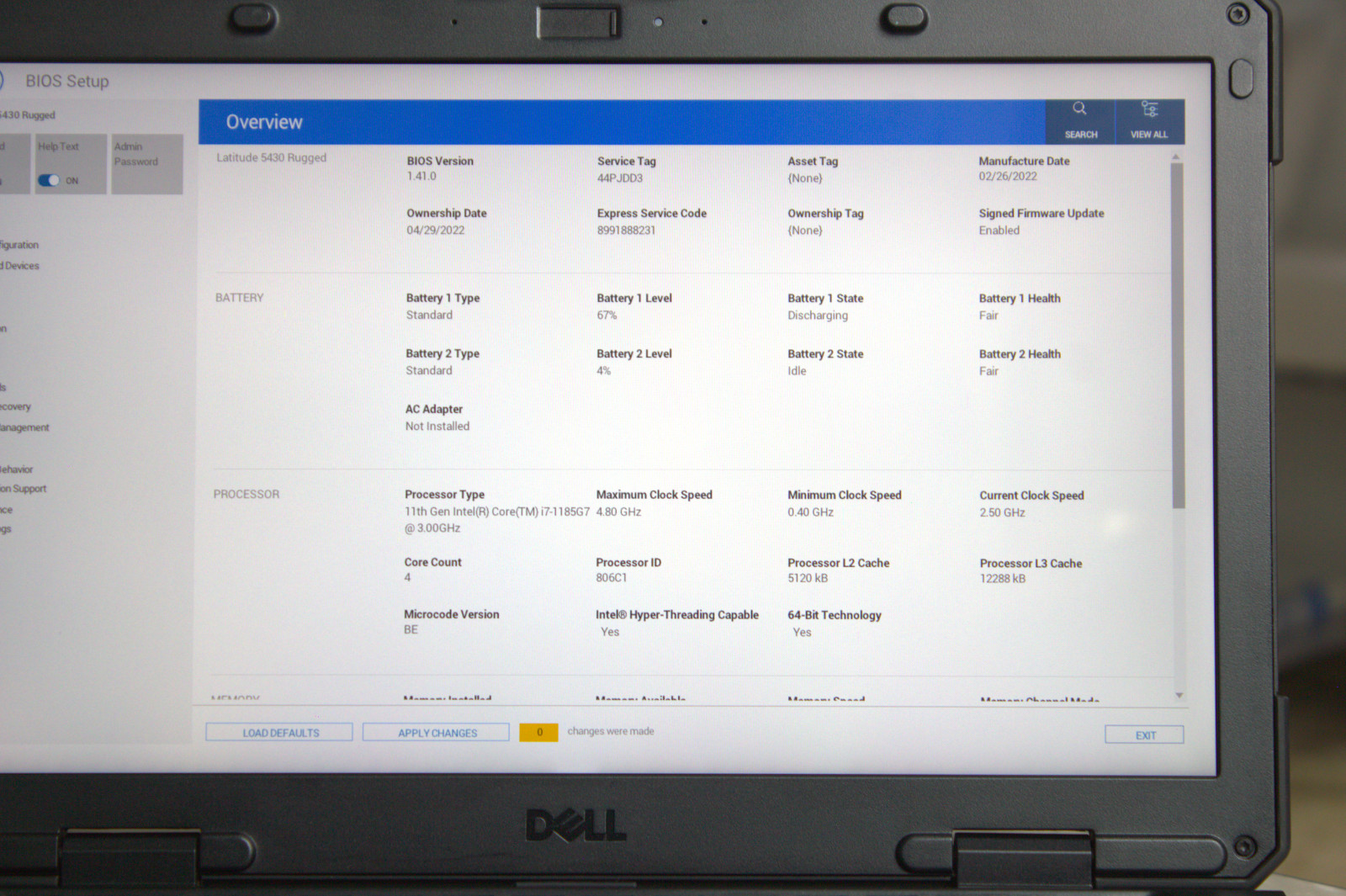 Dell Latitude 5430 Rugged i7-1185G7 Nvidia T500 512GB 16GB Touch Fingerprint