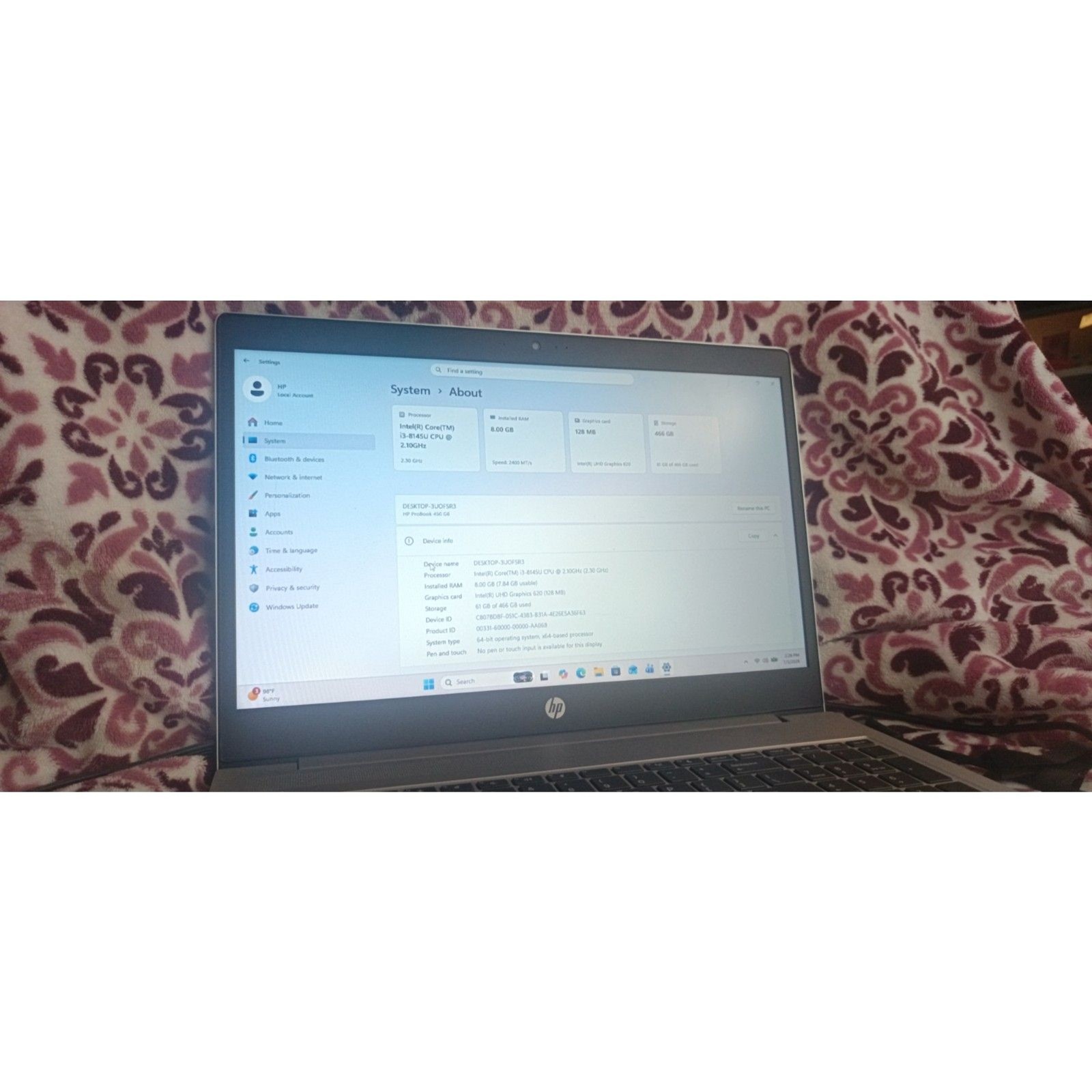 HP Probook 450 G6 | 2.3GHz Intel i3 | 8GB RAM | 500GB HDD