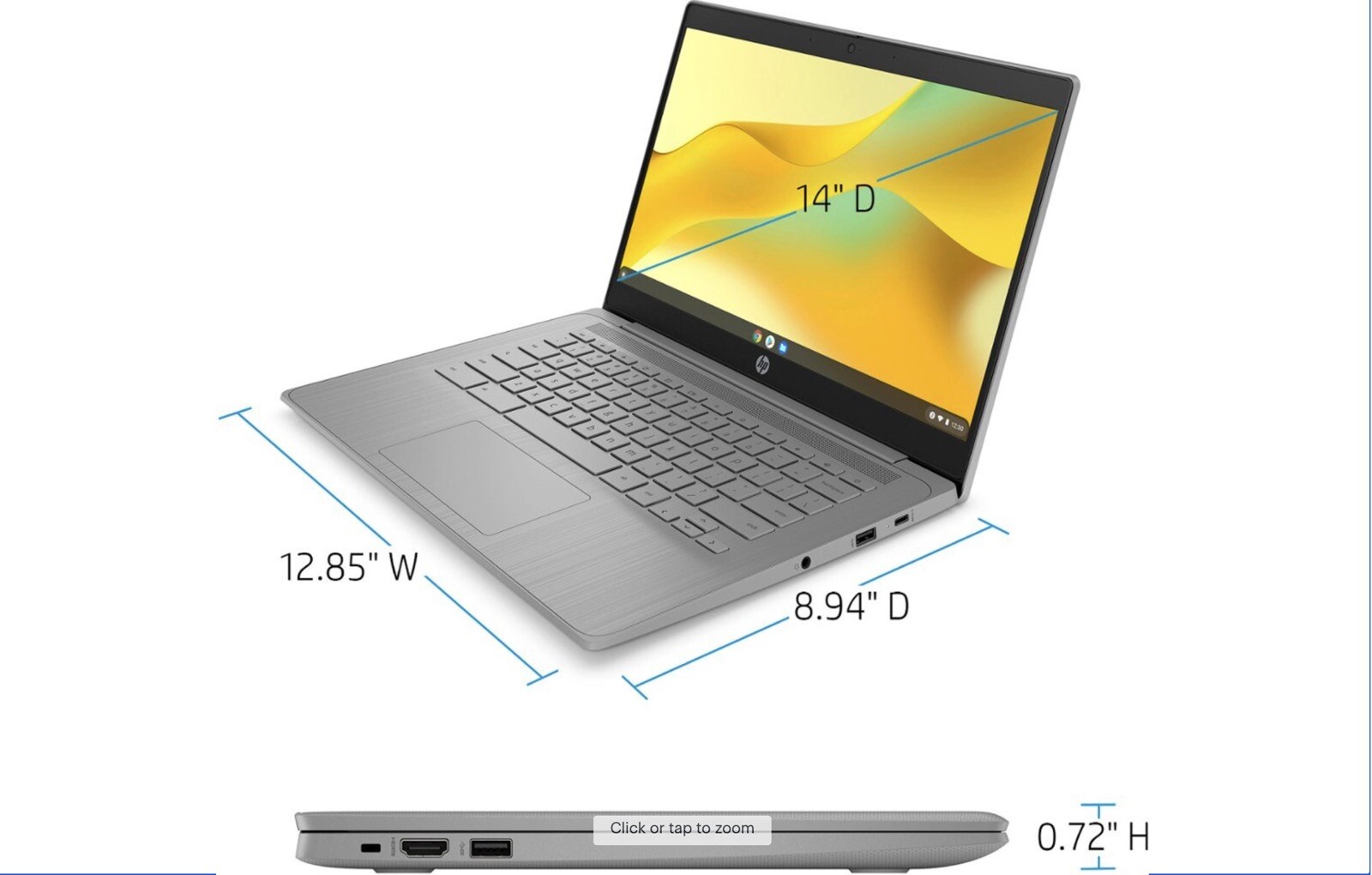 HP – 14 Inch Chromebook Laptop – Intel celeron – 4GB Memory – 64GB – modern Gray