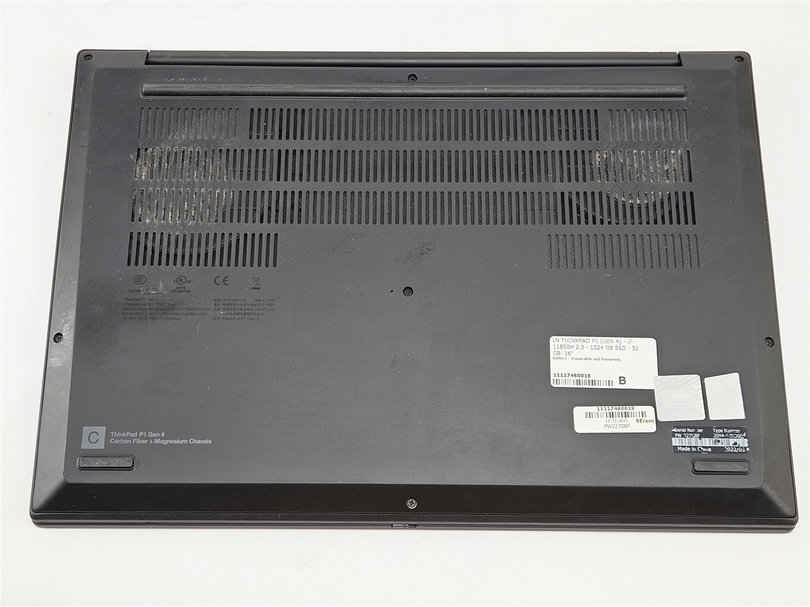 Lenovo ThinkPad P1 Gen 4 Intel Core i7-11850H 32GB 1TB SSD 16″ Laptop Win11