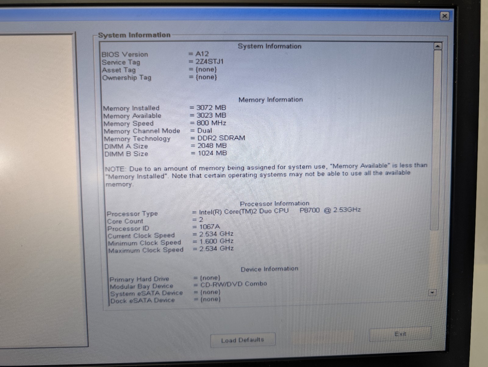 Dell Latitude E6500 Laptop Intel Core 2 Duo 3GB RAM No HDD, OS, Power Adapter