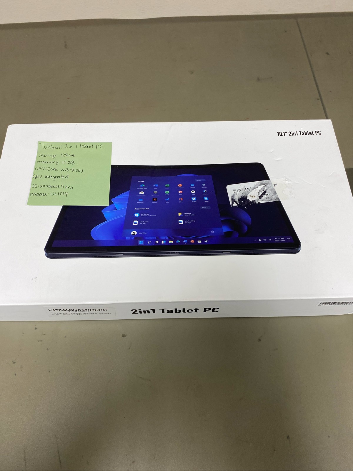 10.1 inch 2 in 1 laptop 12 GB DDR3 256GB SSD, M3-8100Y processor (up to 3.40GHz)