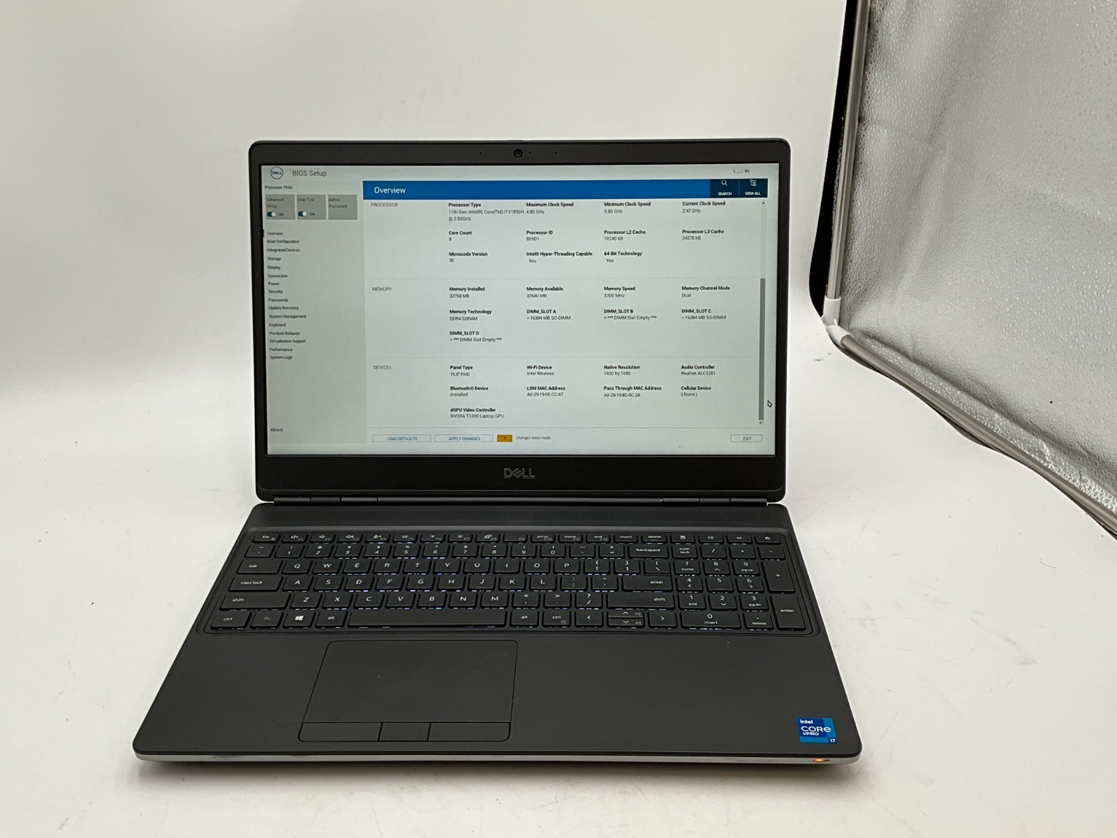 DELL Precision 7560 i7-11850H 2.50g 32GB 1TB T1200 15.6″ WIN11 *READ* 6G3D2J3