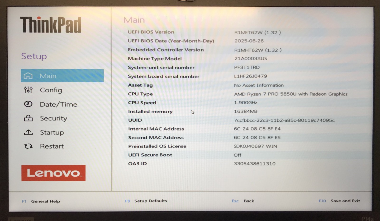 Lenovo ThinkPad P14s Gen 2a 14″ Laptop Ryzen 7 PRO 5850U 16GB RAM 1TB NVMe As Is