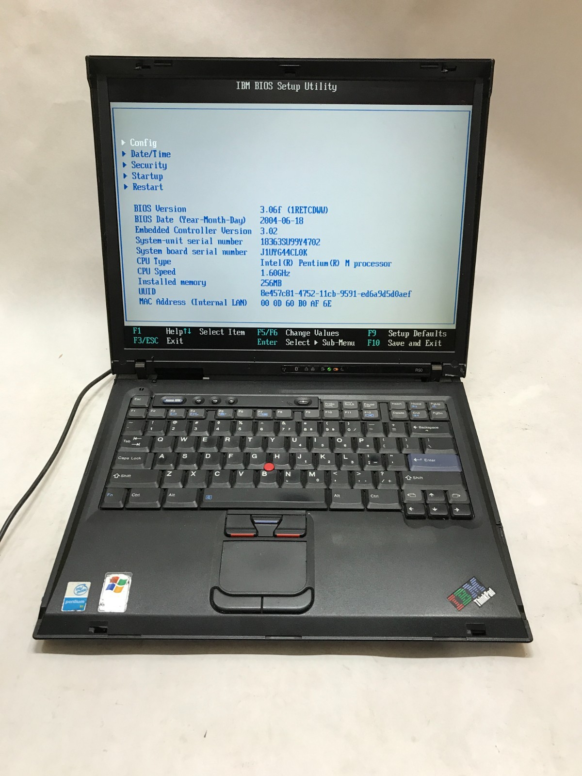 IBM ThinkPad R50 14″ Laptop Intel Pentium 256MB RAM NO HDD/OS Boots To BIOS – DW