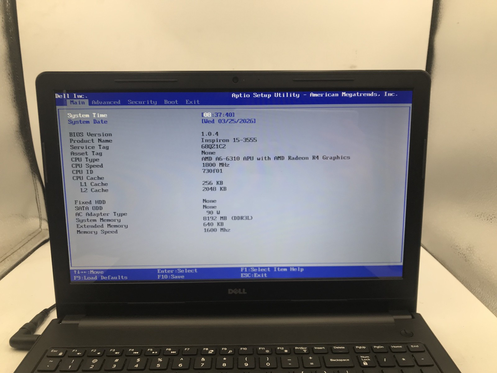 DELL INSPIRON 15 3555 – BOOTS TO BIOS – AMD A6 6310U – 2GB RAM – READ DESC – BB