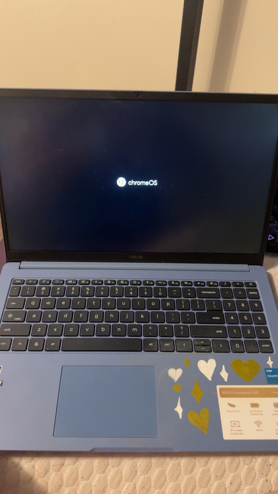 ASUS Chromebook CX15 Intel Celeron 15in Chrome OS Laptop Blue Wi-Fi 6 USB-C HDMI