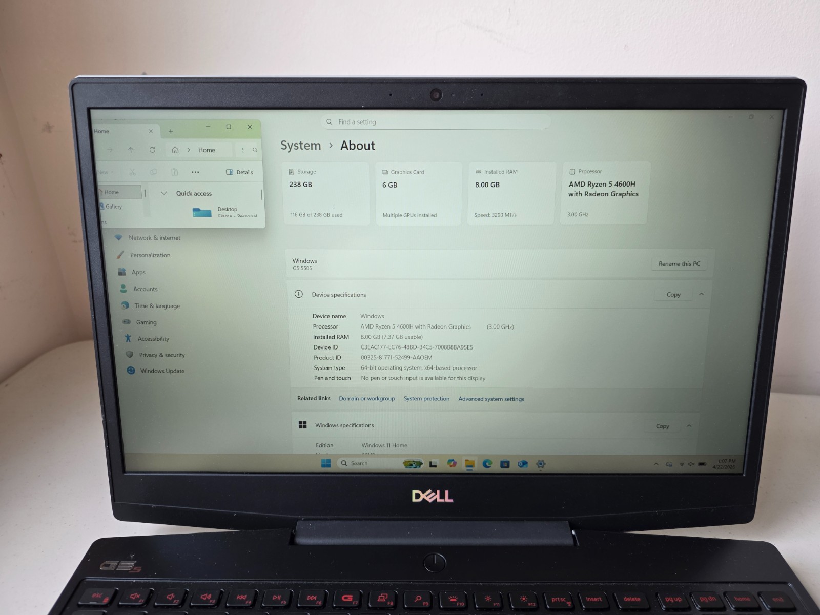 Dell G5 SE 5505 Gaming Laptop (Ryzen 5 4600H, RX 5600M 6GB, 8GB RAM, 256GB SSD)