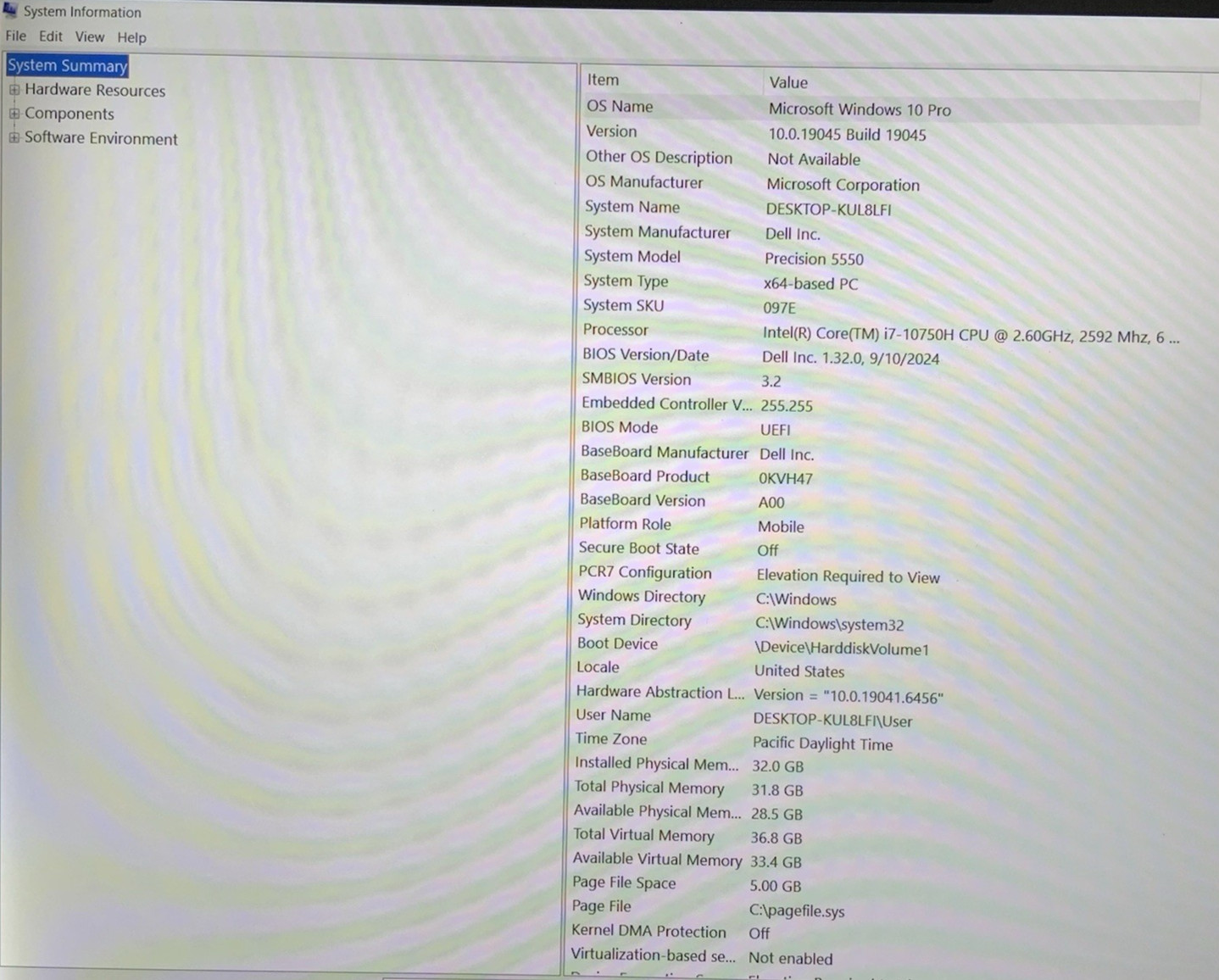 Dell Precision 5550 Intel Core i7-10750H 32GB DDR4 512GB NVMe Nvidia T2000 W10P