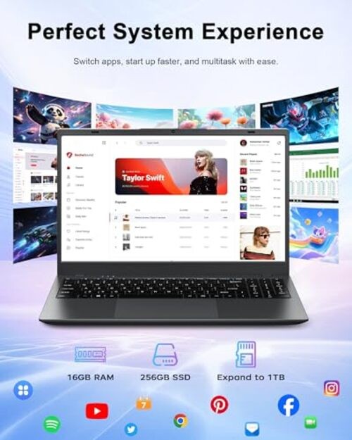 15.6 Inch Laptop Computer – 16GB RAM 256GB SSD with Pentium 6500Y Processor Up
