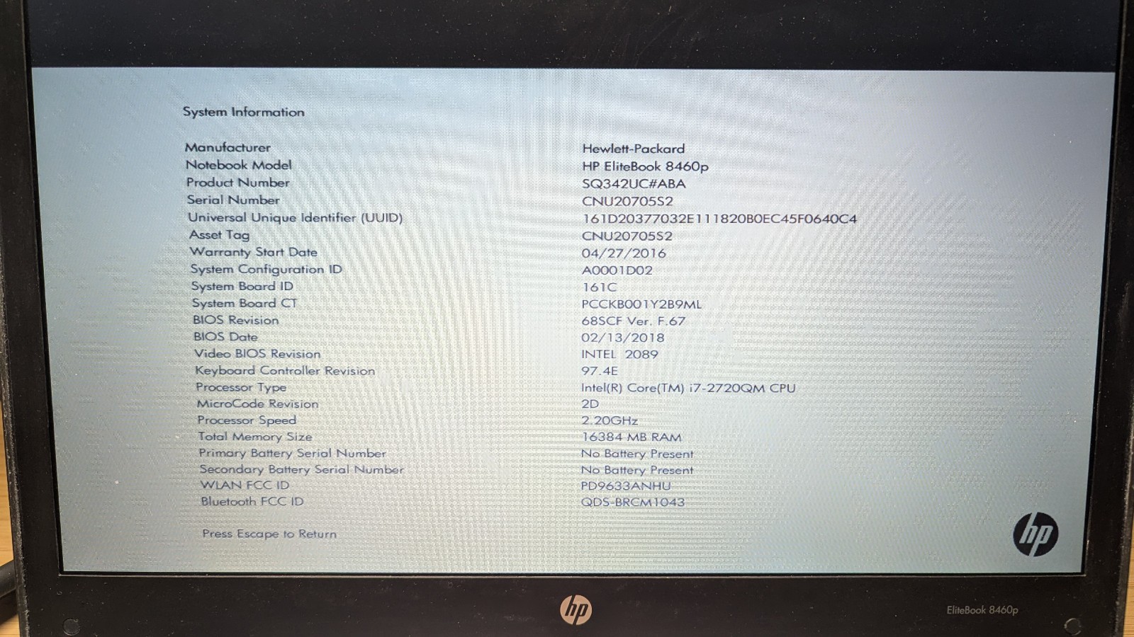 HP EliteBook 8460p with i7-2720QM, for parts, or who can repair by resolder