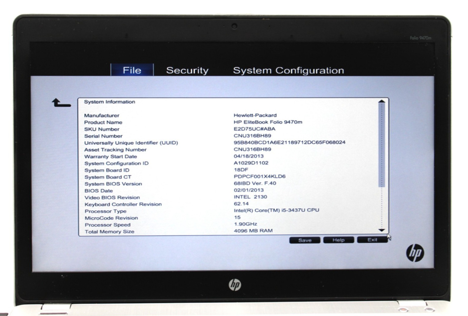 HP EliteBook Folio 9470m i5-3437U@1.9GHz 4GB DDR3 NO STORAGE OR OS *USED/TESTED*