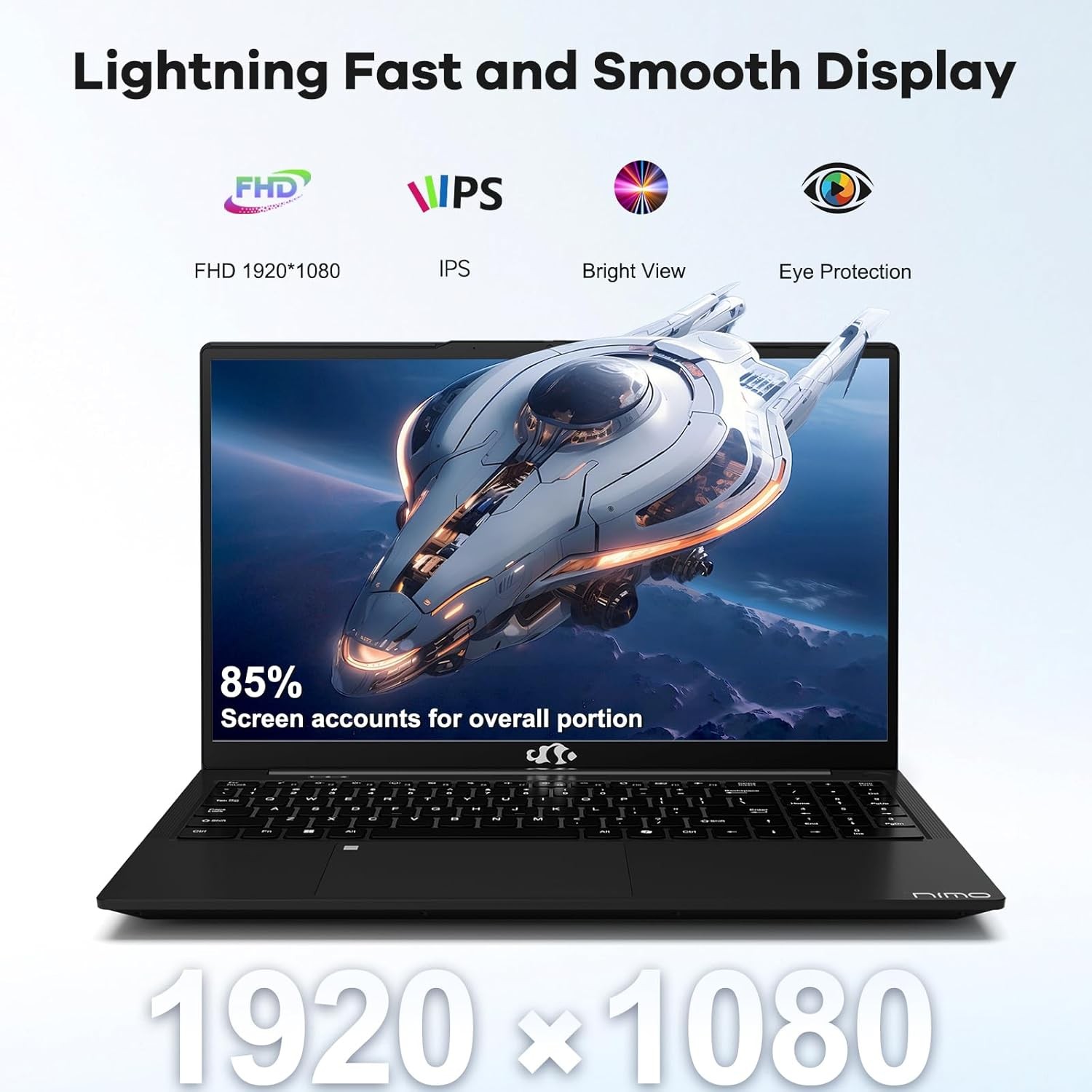 NIMO 15.6″ FHD-IPS-Laptop, Intel i5-12450H 8 Cores 8GB RAM 512GB SSD 100W Type-C