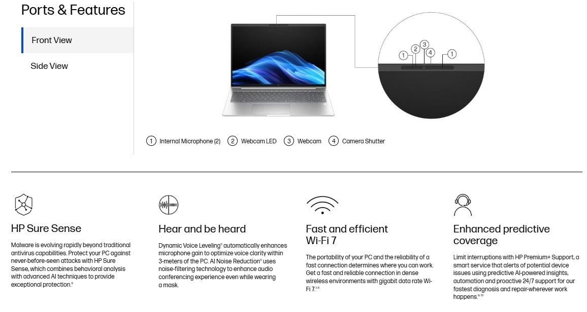 HP EliteBook 6 G1a Laptop PC 14″ WUXGA R5 235U 32GB 512GB SSD BL Key Pro